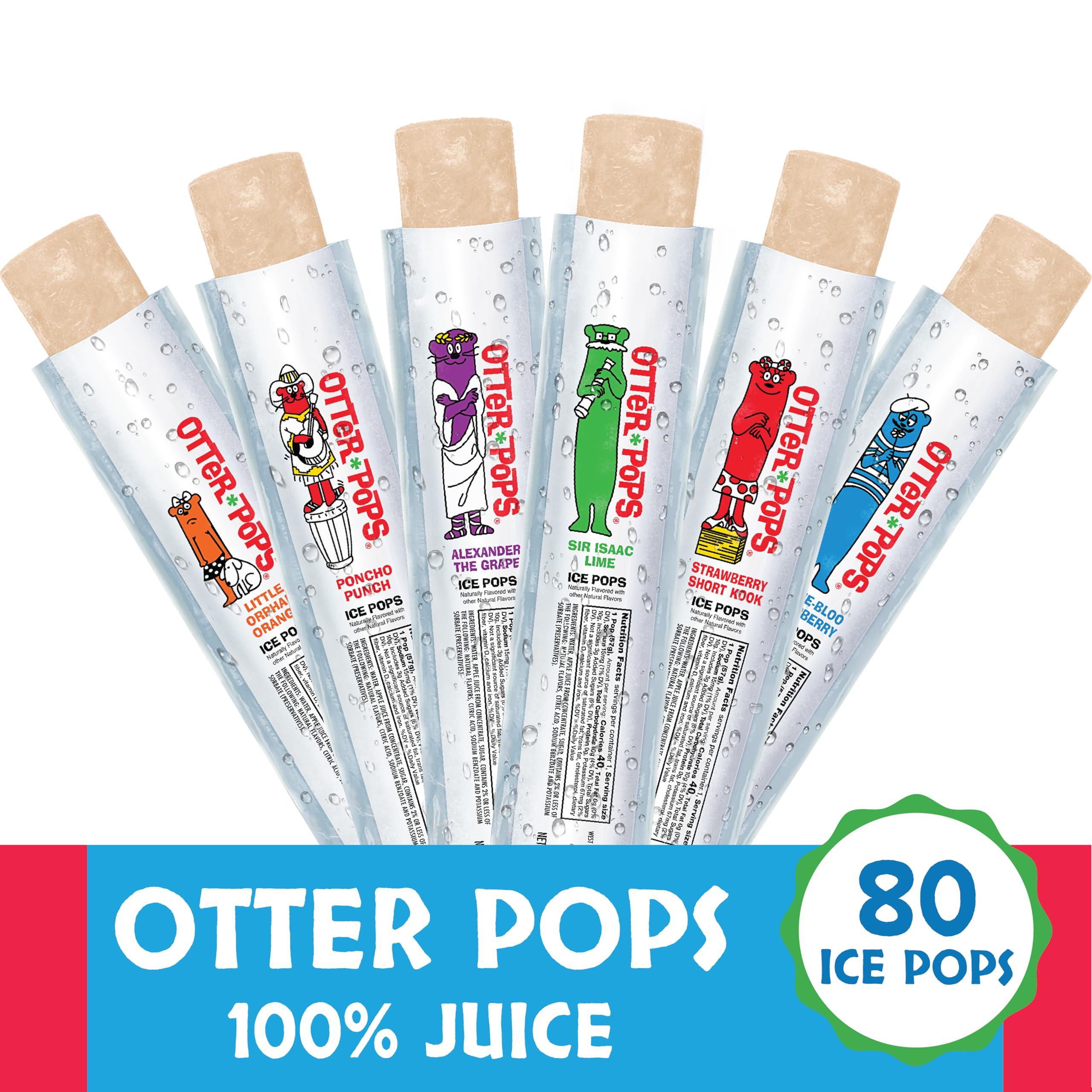 Otter Pops Otter Pops Freezer Ice Bars, 100% Fruit Juice Ice Pops, Original Flavors (80ct 2oz) (Pack of 2)