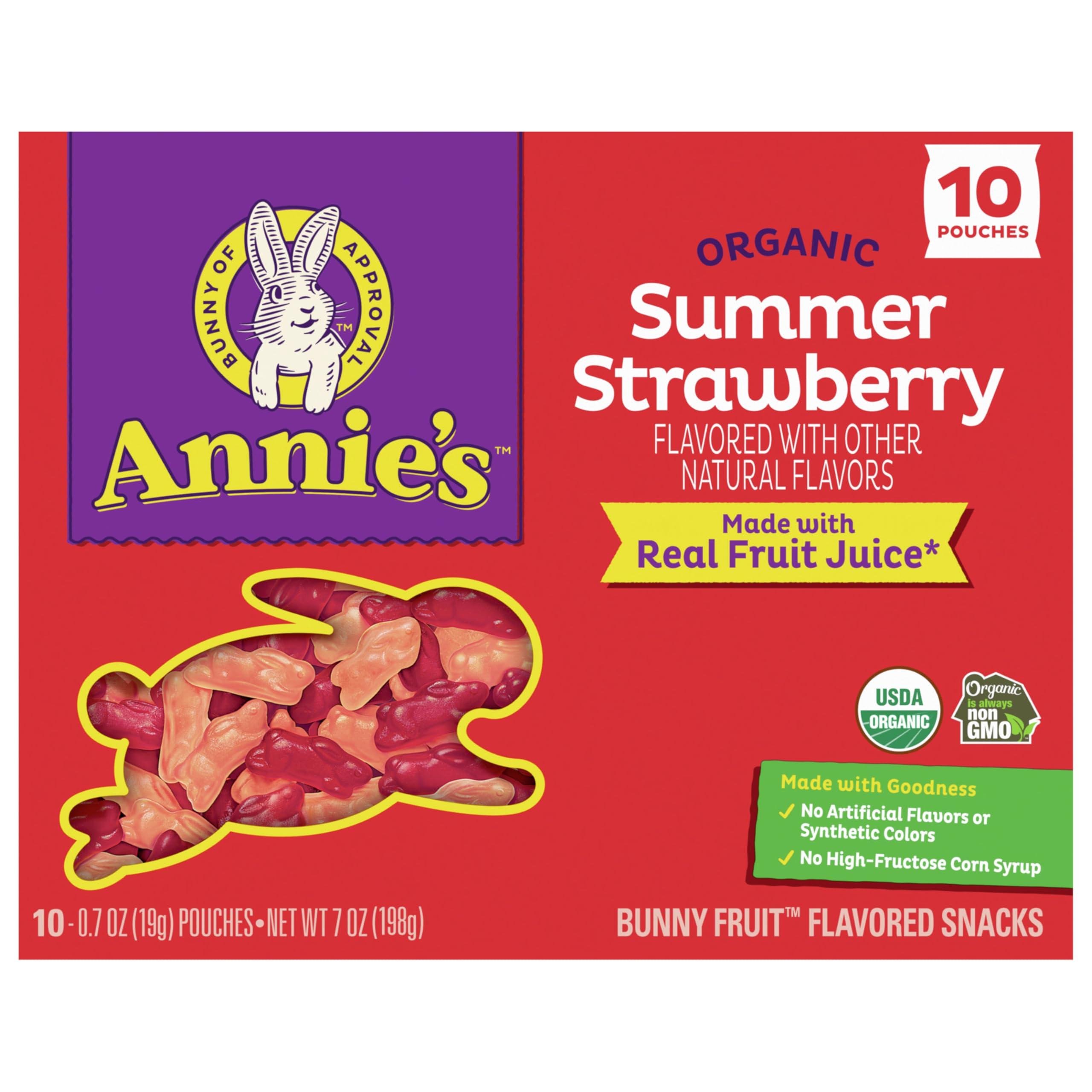 Annies Annie\'s Organic Bunny Fruit Flavored Snacks, Summer Strawberry, Gluten Free, 10 Pouches, 7 oz.