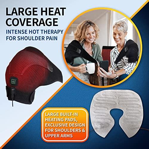 CREATRILL Heated Shoulder Wrap, 3 Heat Settings, Heating Pad Support Brace for Rotator Cuff