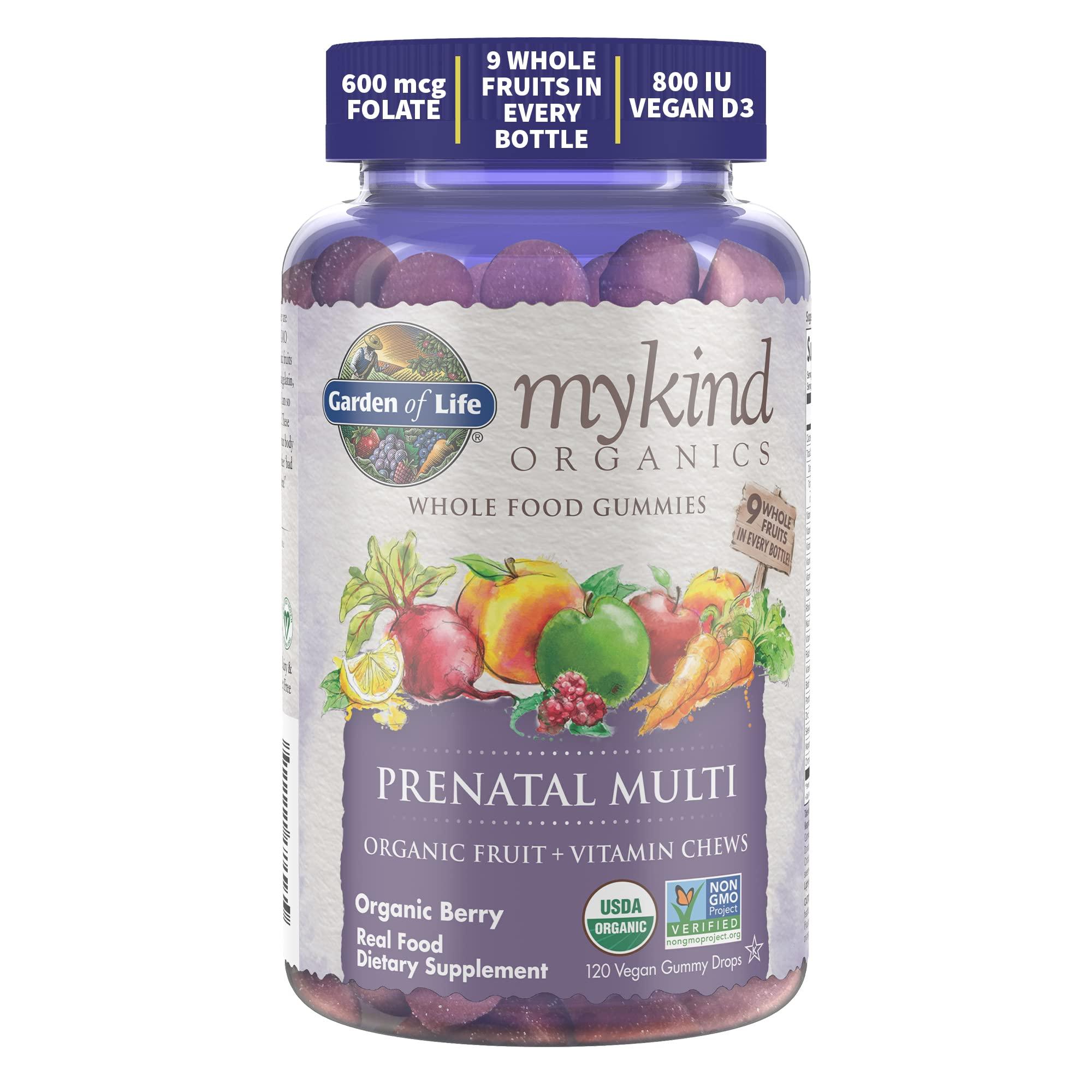 Garden of Life Garden of Life Organics Prenatal Gummies Multivitamin with Vitamin D3, B6, B12 & Organics Men\'s Gummy Vitamins Multi Berry, 120 Count