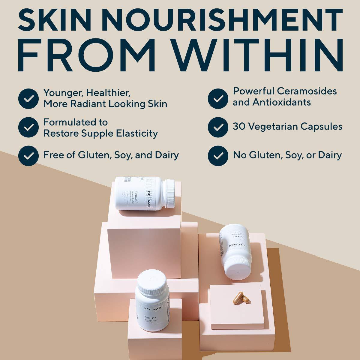 Del Mar Laboratories Del Mar Labs - CeraLift - 30 Day Supply - Doctor Formulated - For Reduction in Appearance of Fine Lines and Wrinkles - Anti-Aging Ceramides and Antioxidants - Vegetarian Capsules