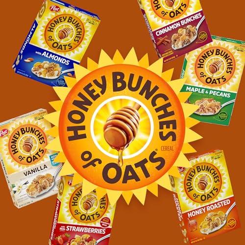 Post Post Honey Bunches of Oats Honey Roasted Breakfast Cereal, Honey Oats Cereal with Granola Clusters, Small Cereal Cup Size for Easy On-The-Go Breakfast, 2 OZ Cereal Cup (Pack of 12)