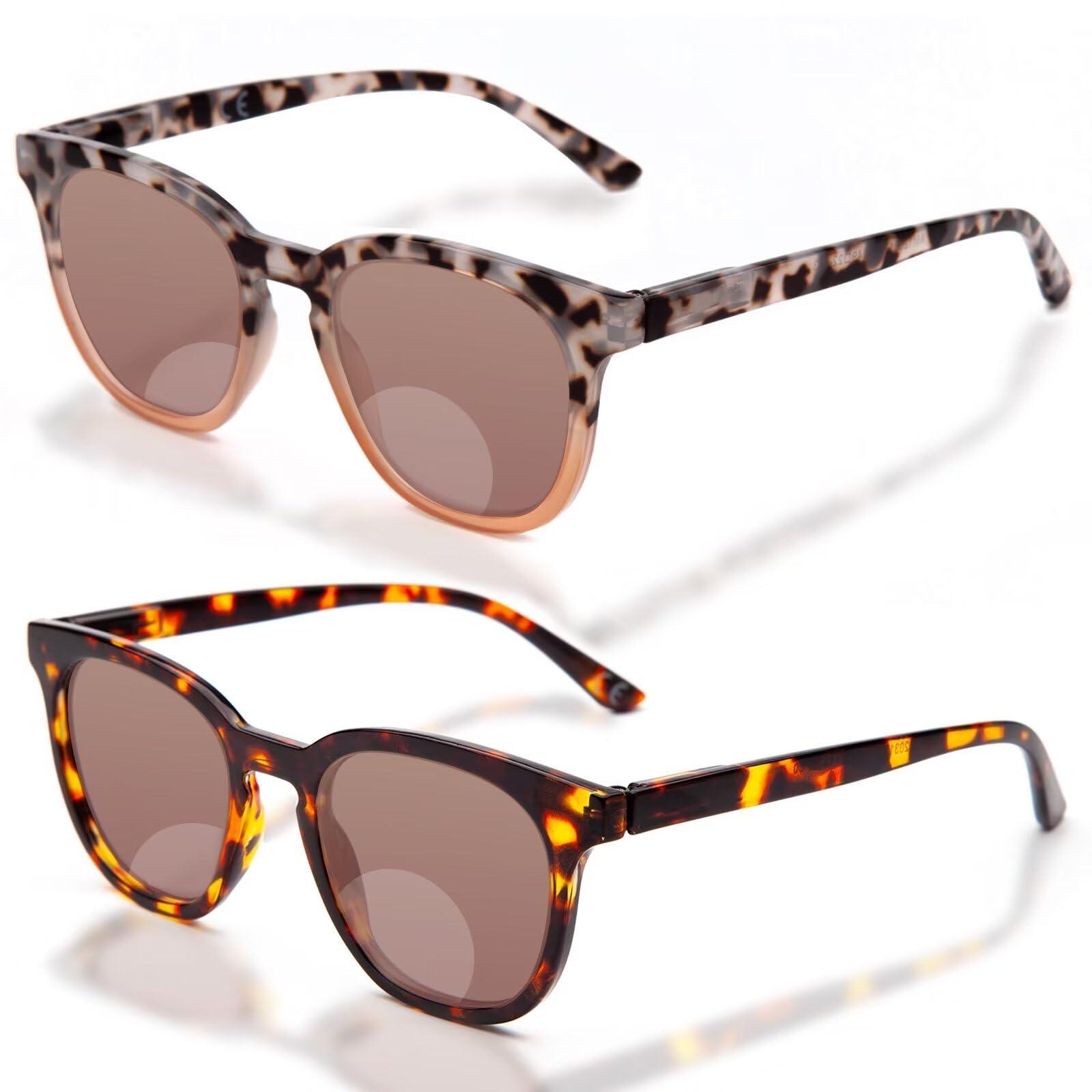 LianSan LianSan Womens Bifocal Reading Sunglasses Retro UV Protection Sun Readers With Spring Hinge Ladies Outdoors Readers,12031 S-TTPK 1.75