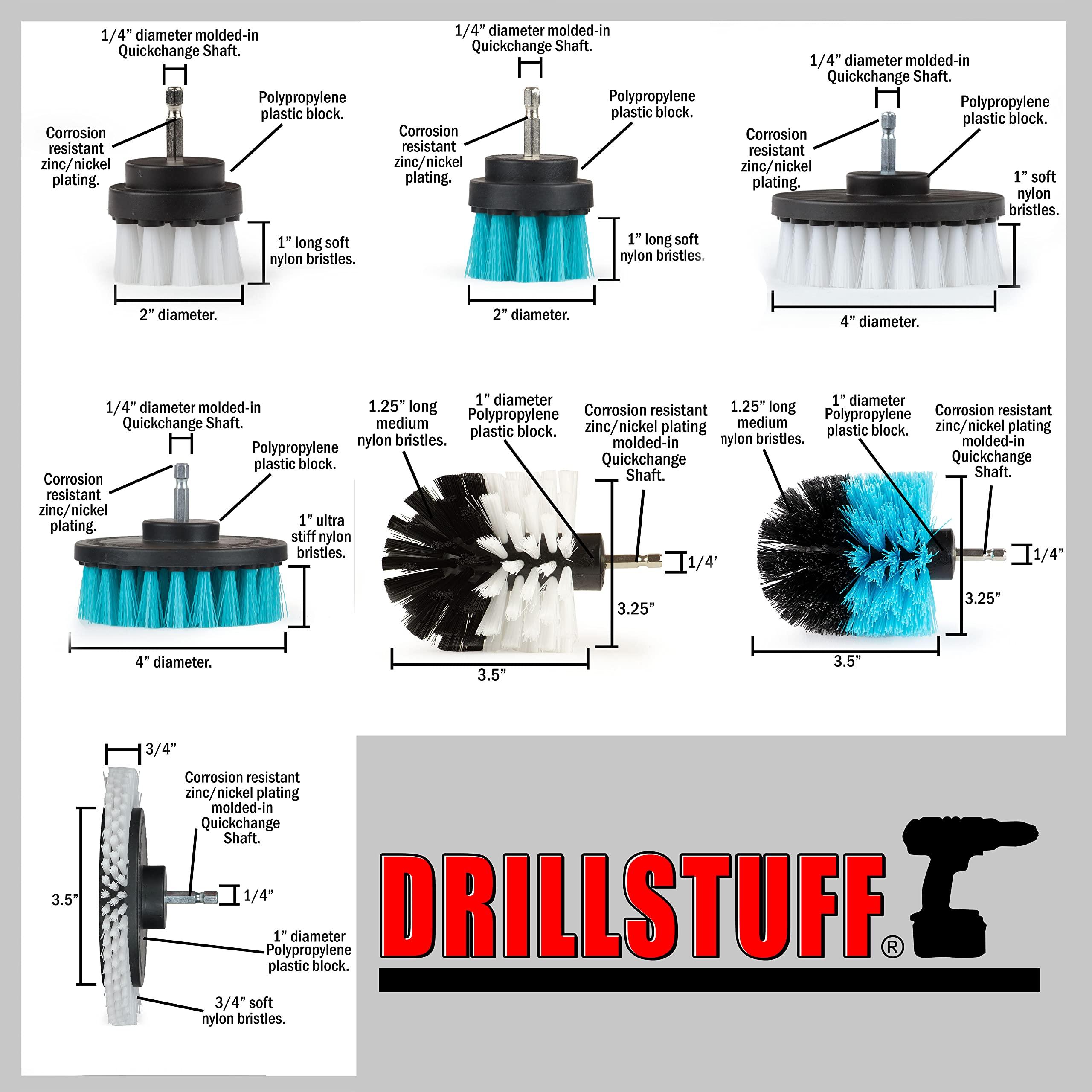 Drillstuff Drillstuff 7 Piece Bundle - Automotive Cleaning - Wheel Cleaner - Upholstery Brush - Carpet Cleaning Brushes - Pool Accessories - Bathroom Cleaning - Shower Cleaner - Toilet Brush