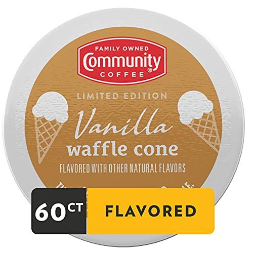 Community Coffee Community Coffee Vanilla Waffle Cone Coffee Pods, Ice Cream Flavored, Compatible with Keurig 2.0 K-Cup Brewers, 10 Count (Pack of 6)