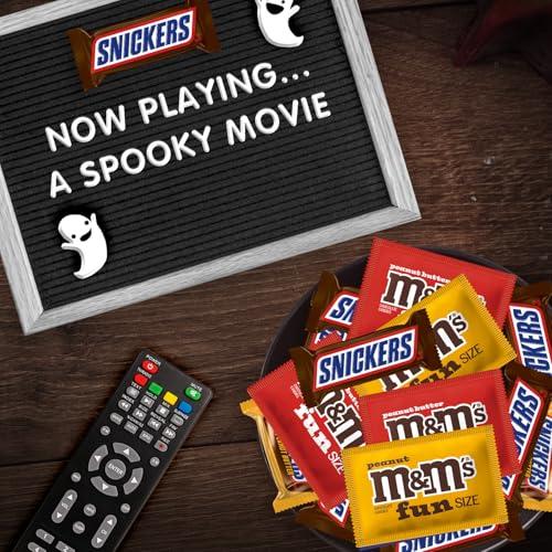 Mars M&M\'S Peanut, M&M\'S Peanut Butter, SNICKERS Crunchy Peanut Butter & SNICKERS Original Fun Size Trick or Treat Individually Wrapped Milk Chocolate Halloween Candy Variety Assortment, 35 Ct Bulk Bag