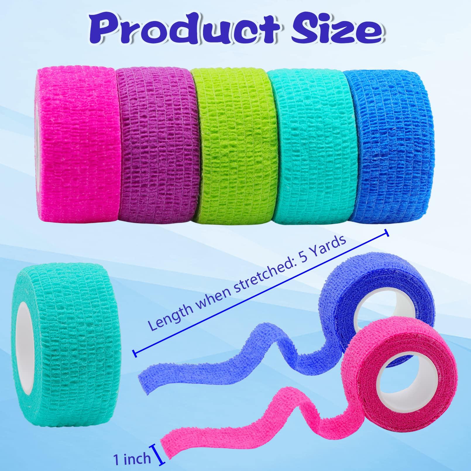 JEFHOMKIT 24 Pack Self Adhesive Bandage Wrap,Cohesive Wrap Bandages,Self Adherent Wrap 1 Inch X 5 Yards,Breathable Stretch Sports Tape,Elastic Self Adhesive Tape for Sports Wrist Ankle Athletic