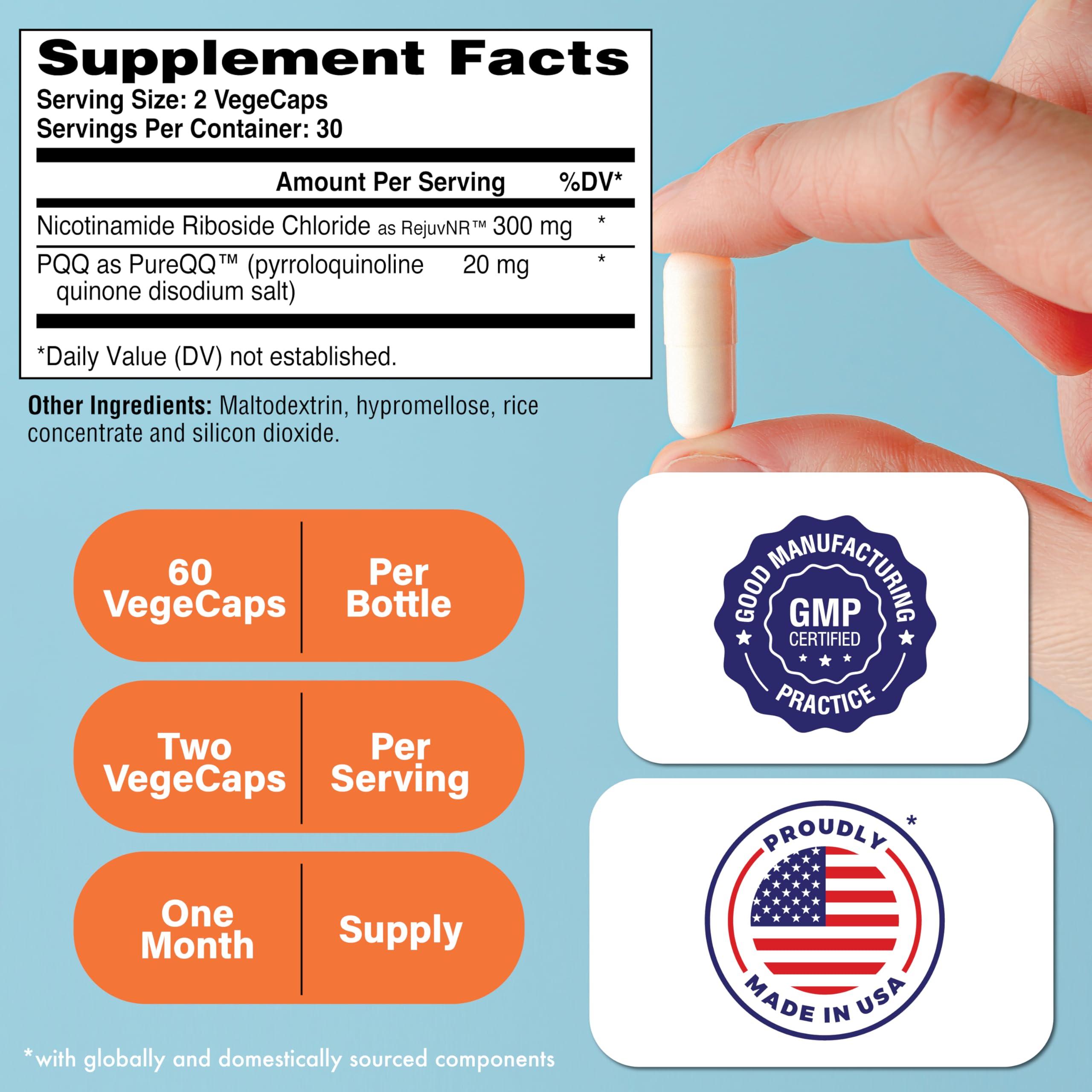 Health Thru Nutrition Health Thru Nutrition NAD+ Activator | NR with PQQ | 300mg Nicotinamide Riboside + 20mg PQQ | Mitochondria Maximizer | Non-GMO | Pack of 60