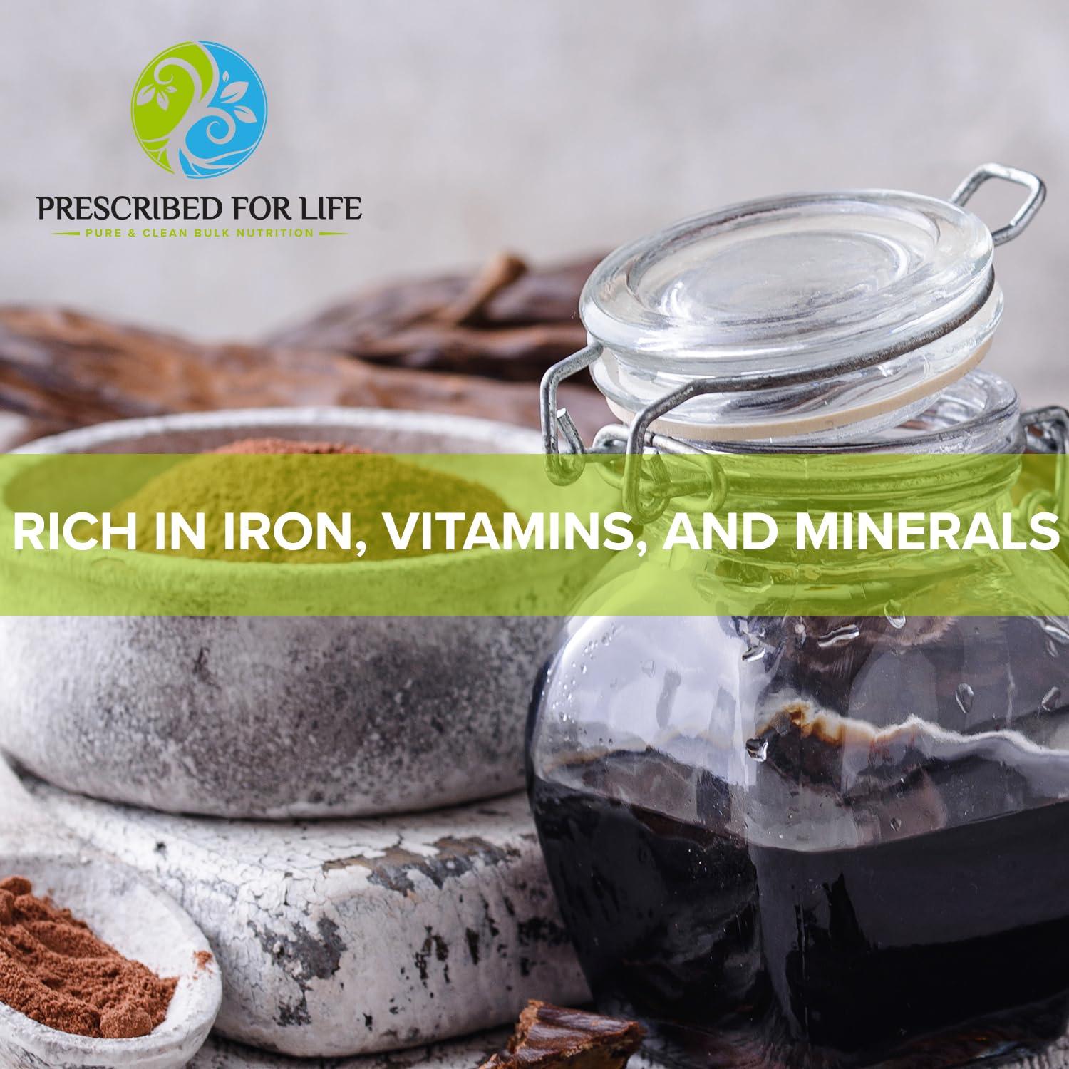 Prescribed For Life Prescribed for Life Molasses Powder, Natural Unsulfured Blackstrap Molasses, Rich in Iron, Vitamins, and Minerals, Gluten Free, Vegan, Non GMO (12oz / 340g)