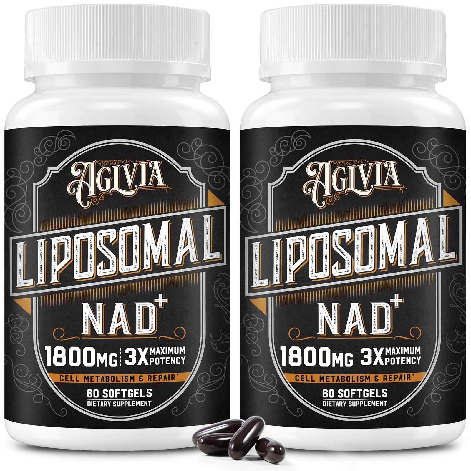AGLVIA 1800 MG Liposomal NAD Supplement, NAD+ Supplement Similar to Nicotinamide Riboside, 98% Pure NAD Plus Supplement for Energy Booster & Cellular Repair for Men & Women, Non-GMO, 120 Softgels