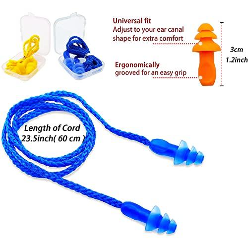 AXBUS Ear Plugs for Sleeping Noise Canceling, 16 Pairs Reusable Ear Plugs Soft Silicone Earplugs Noise Reduction with Nylon Cord Hearing Protection for Shooting,Snoring,Travel, Work, Studying, Loud Noise