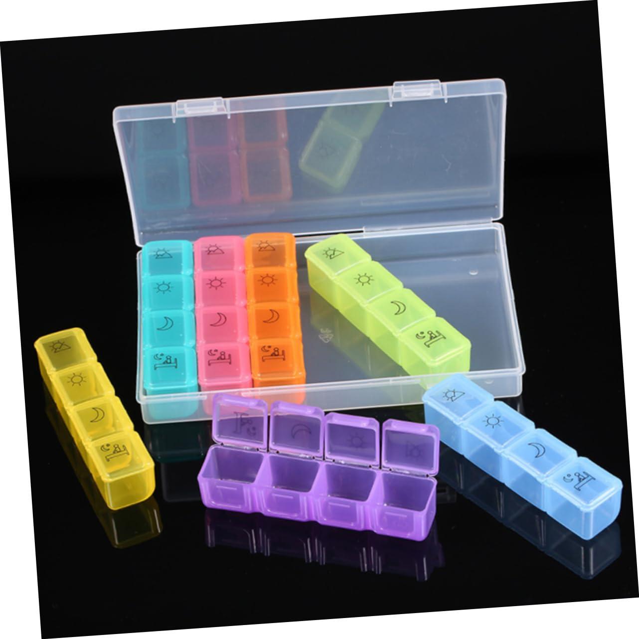 GOOHOCHY GOOHOCHY Portable Pill Box Organizer 28 Separate Compartments Dispensing Pill Organizer Daily Medicine Planner Box Plastic Medicine Dispenser