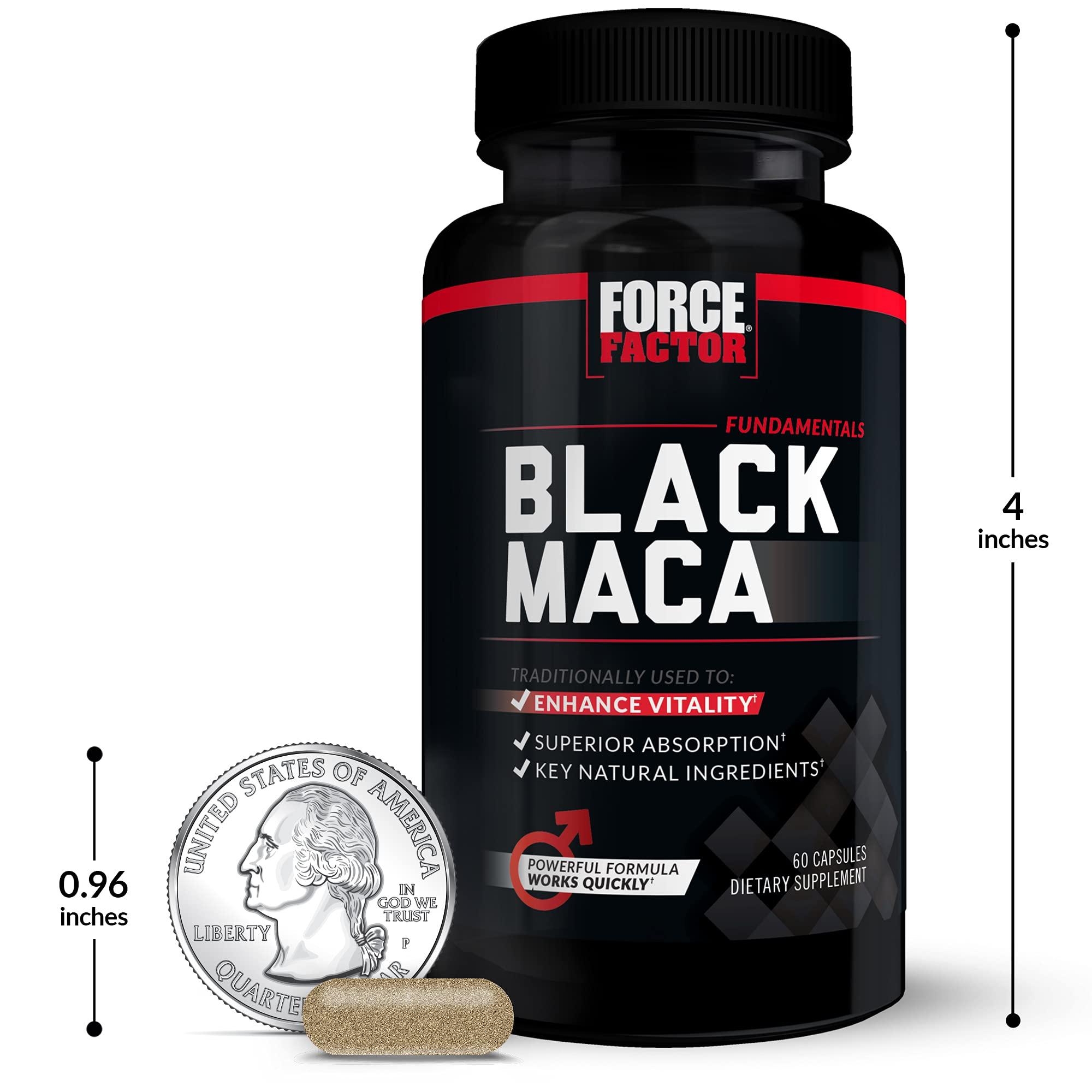 Force Factor Force Factor Black Maca Root Vitality Supplement for Men with Superior Absorption and Power, Natural Maca Negra Extract, Fundamentals Series, 1000mg, 60 Capsules (Pack of 3)