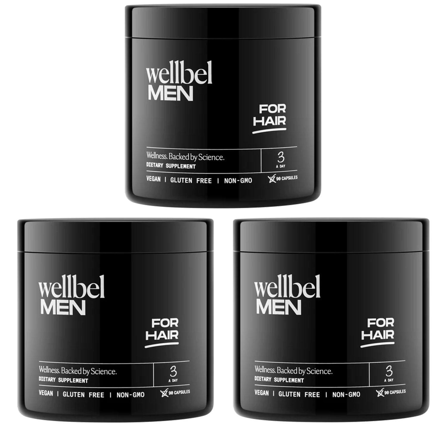 WELLBEL WELLBEL Men Clean Supplement for Hair, Skin, and Nails, Vegan, Gluten Free and Non GMO 90 Count - 3 Pack