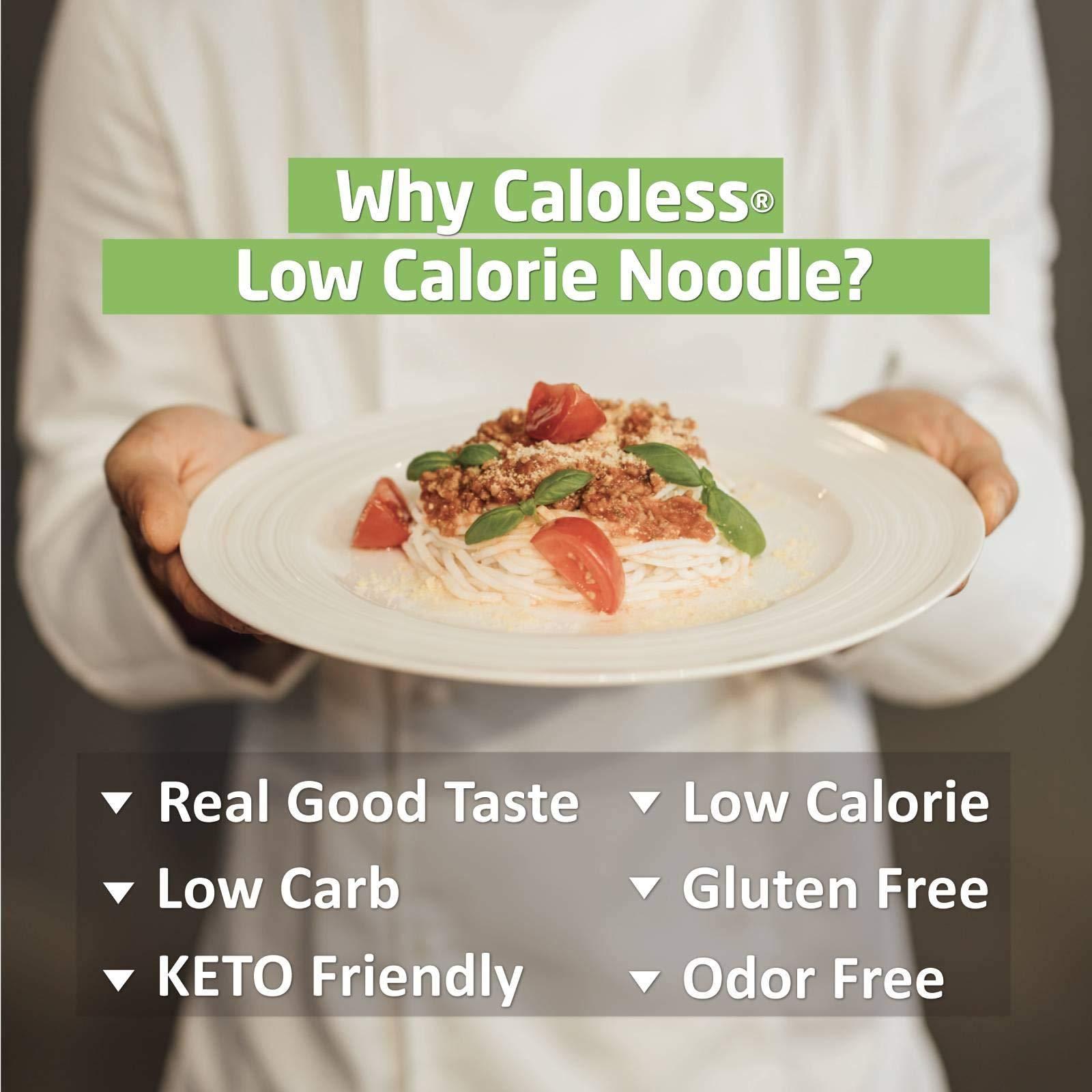 Caloless Caloless Konjac Shirataki Noodles 12-Pack Low Calorie Healthy Food (Chicken/Tom Yum/Chilli & Vinegar) + Vegan,Keto & Paleo Friendly, Low Calorie Food (Fettuccine)