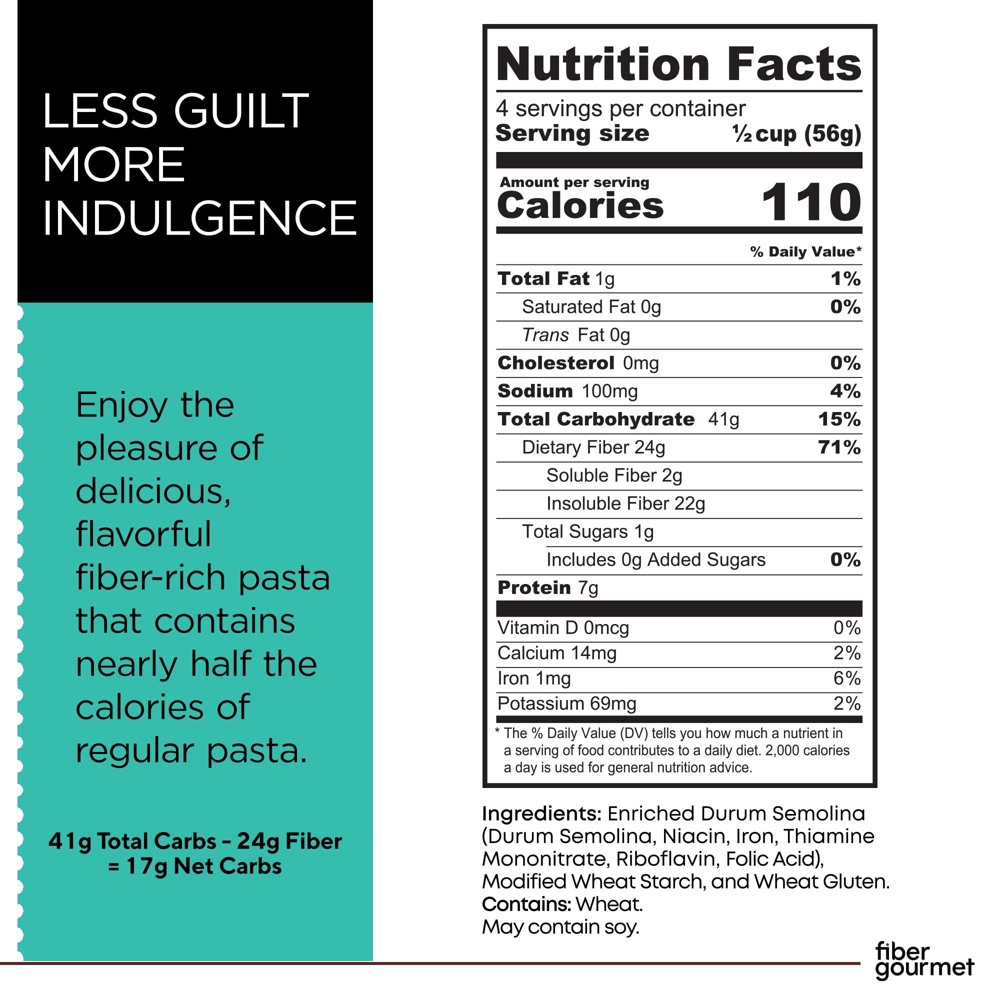 Fiber Gourmet Fiber Gourmet Pasta Variety Pack, 1 8oz Box Each of Spaghetti, Rotini, Penne, Elbows, Low Calorie & Fiber-Rich Pasta Bulk, Made in Italy, Non-GMO, Kosher, Vegan (4-Pack)