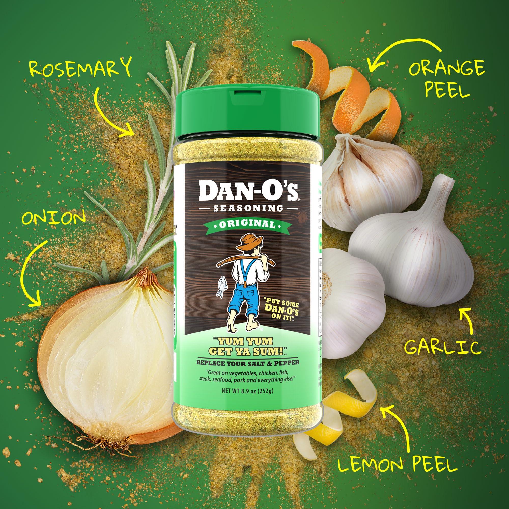 Dan-O\'s Dan-O\'s Original Seasoning - Great on Chicken, Meats, Veggies - All-Purpose, All-natural, Sugar Free, Zero Calorie, Savory Seasoning for Cooking Anything, marinade, rub, dips - Medium bottle (8.9 oz)