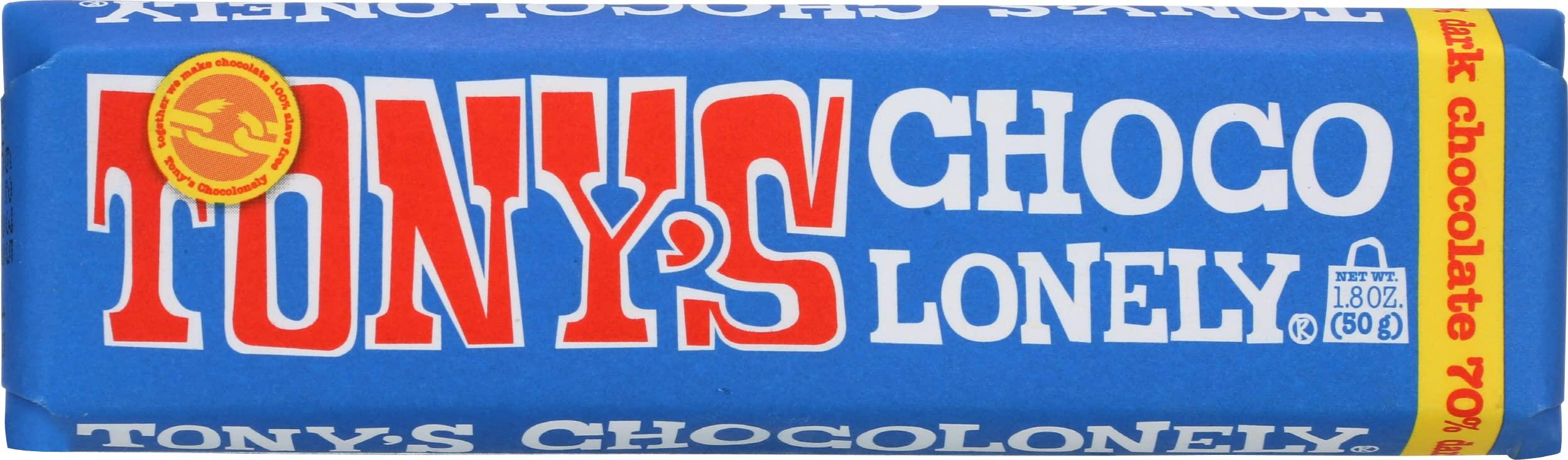 Tonys Chocolonely Tony\'s Chocolonely Dark Chocolate Bar, 70% Cocoa, 1.8 Ounces (Pack Of 35)