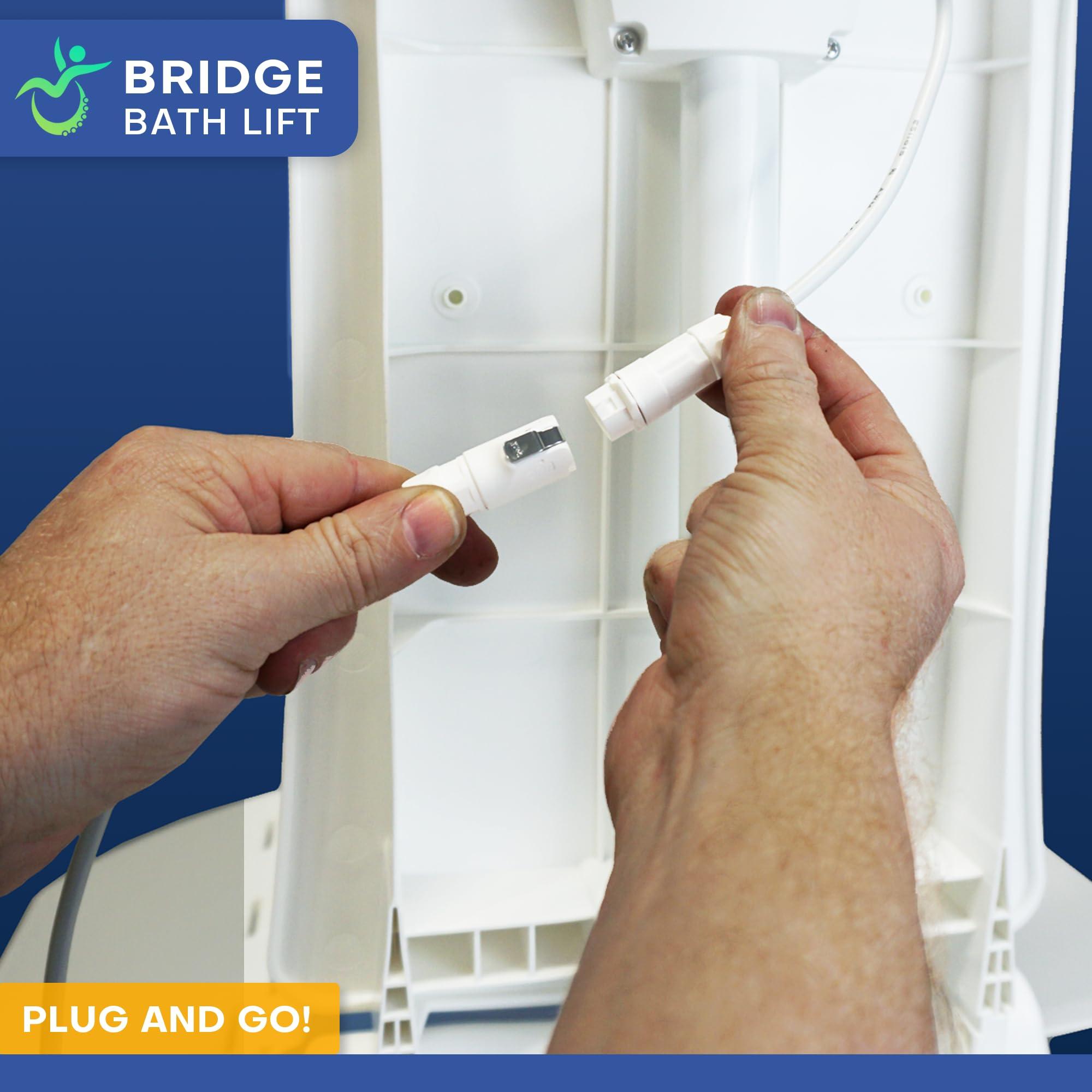 Mobile Stairlift.com Mobile Patientlift Bridge Bath Lift Chair- Electric Powered Whisper Quiet Adaptive Medical Bathroom Shower Chair for Bathtubs and Bathing Bench Aid for Seniors, Disabled and Elderly