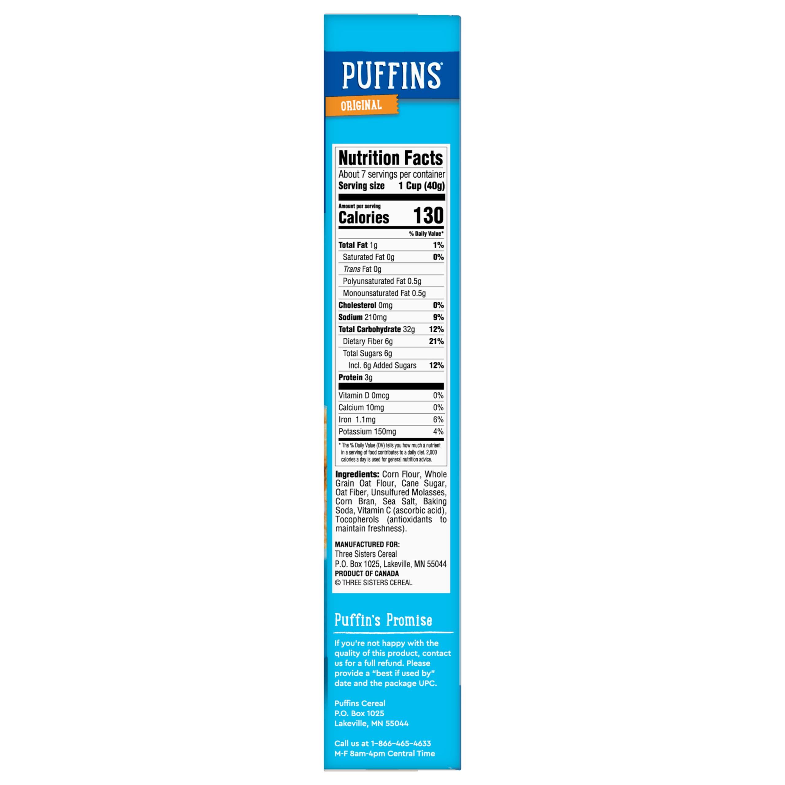 Barbara's Barbara\'s Original Puffins Cereal, Puffed Kids Cereal with Corn and Oats, Vegan, Kosher, Non-GMO Project Verified, 10 OZ Box