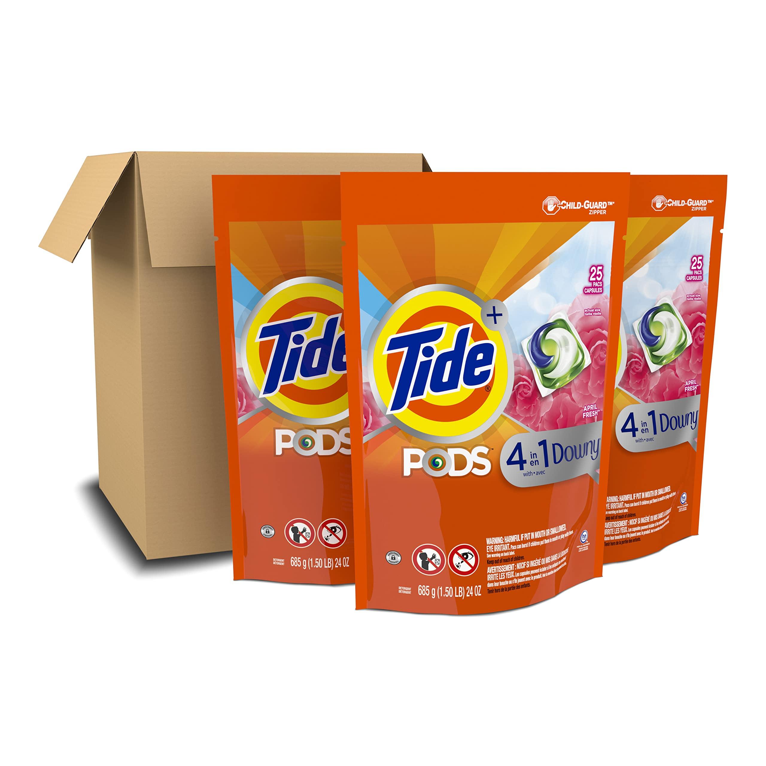 Tide Tide PODS with Downy, Liquid Laundry Detergent Pacs, April Fresh, 3 Bag Value Pack, 75 count