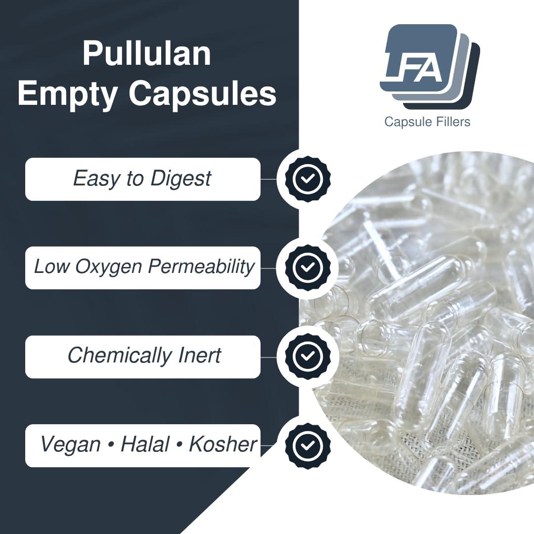 LFA Tablet Presses Empty 00 Capsules - Vegan Pullulan - 1000 Count Vegetarian Capsules Empty - Joined Fillable 00 Vegetable Pill Capsules - Veggie Caps for Capsule Filling Machine - Halal Kosher Tapioca