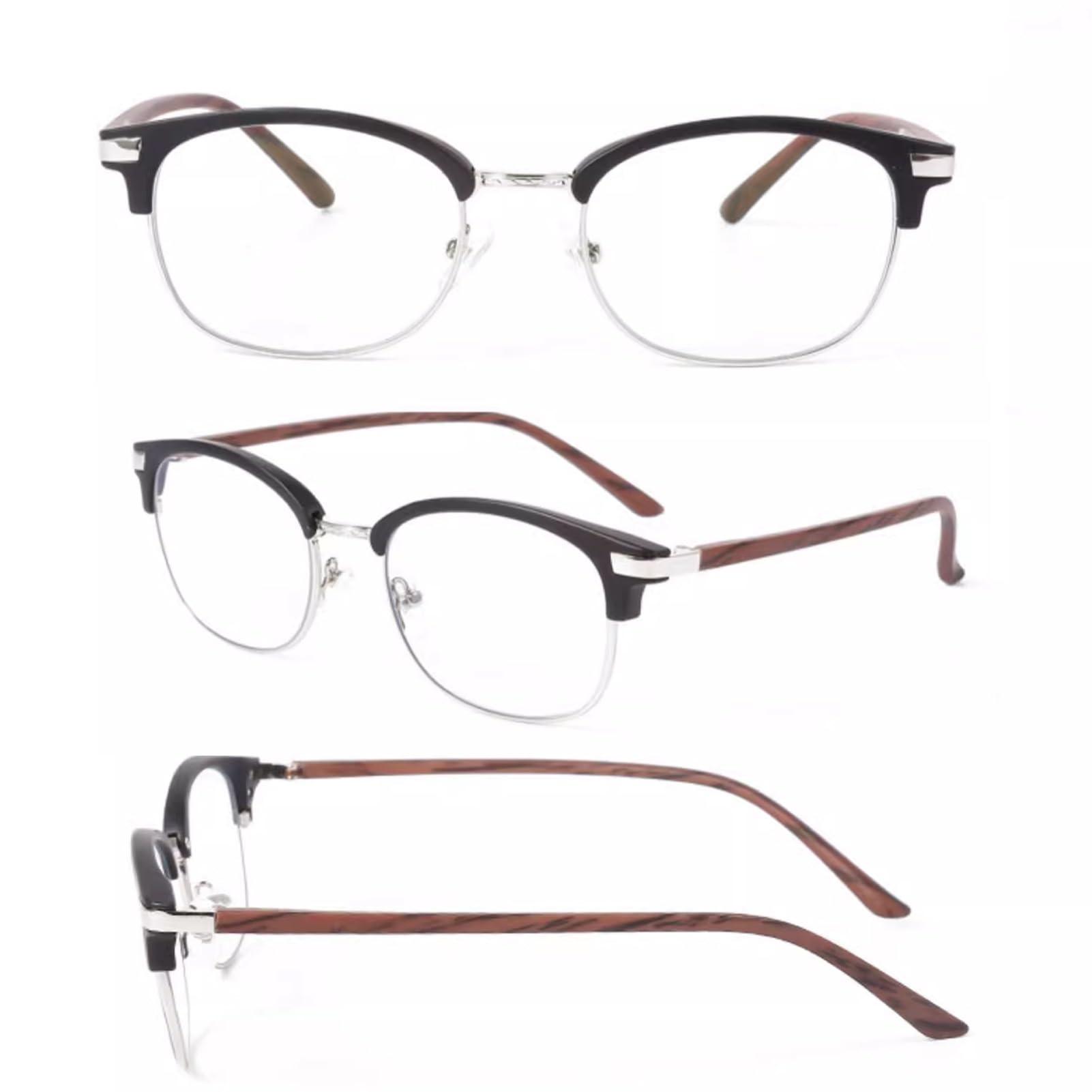Generic Progressive Multifocal Reading Glasses, Men Photochromic Sunglasses, TR+Metal Frame+Wood Grain Temple (Color : Brown, Size : 2.75 x)