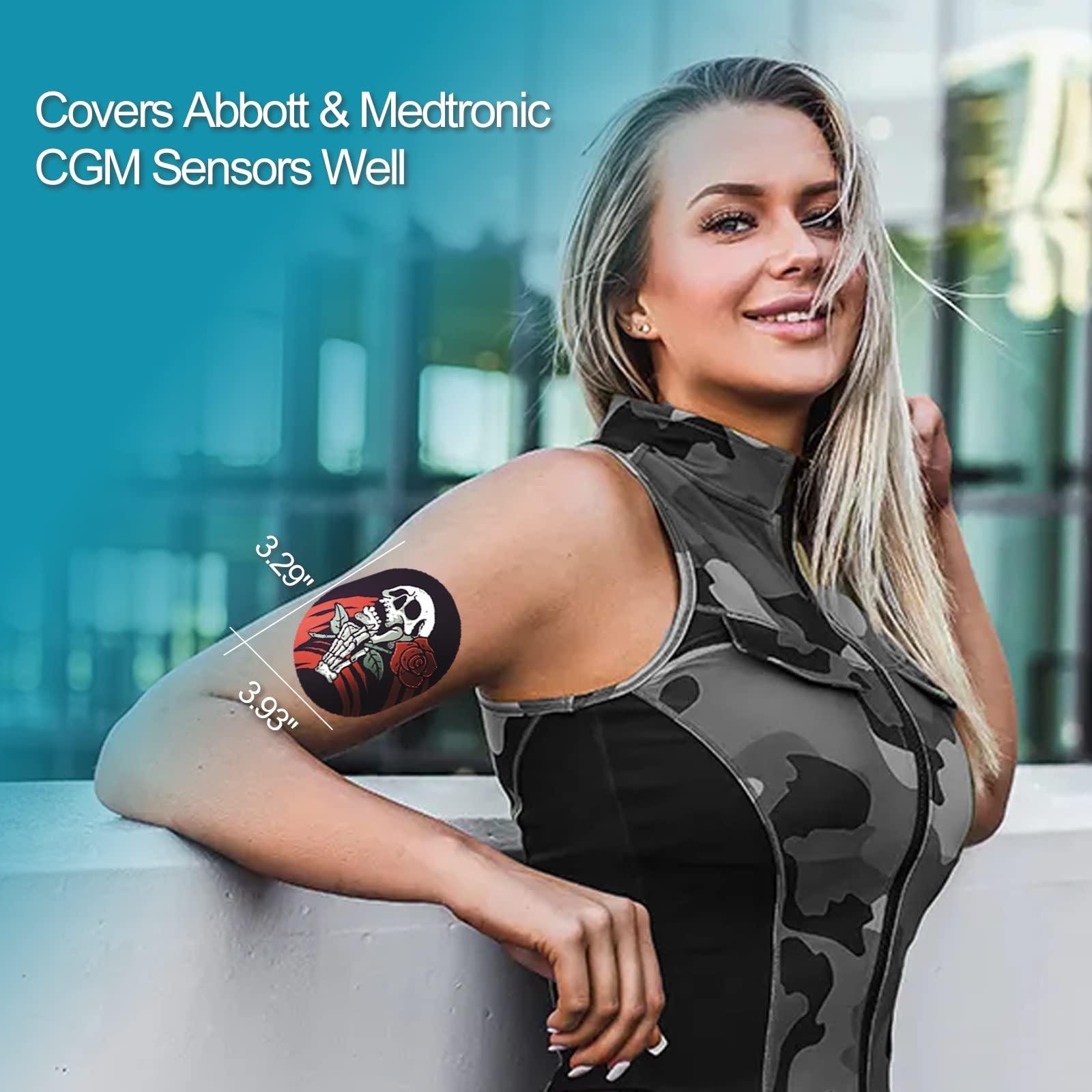 lurexes Adhesive Patches for Abbott Freestyle Libre and for Medtronic Guardian Sensor Waterproof and Sweatproof CGM Sensor Patches Continuous Glucose Monitor Protection Cover for 10-14 Days (24 Pack, Oval)