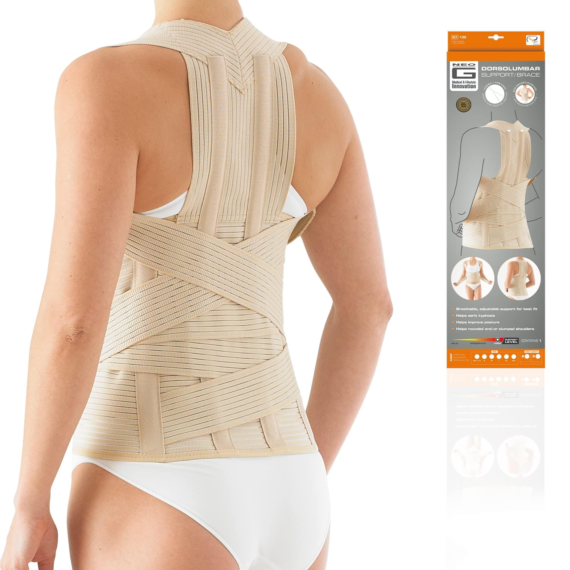 Neo G Neo G Dorsolumbar Support Brace - Back Support For Early Kyphosis, Rounded Shoulders, Posture Correction, Muscular Aches, Lumbar Support - Fully Adjustable - Class 1 Medical Device - X-Large - Long