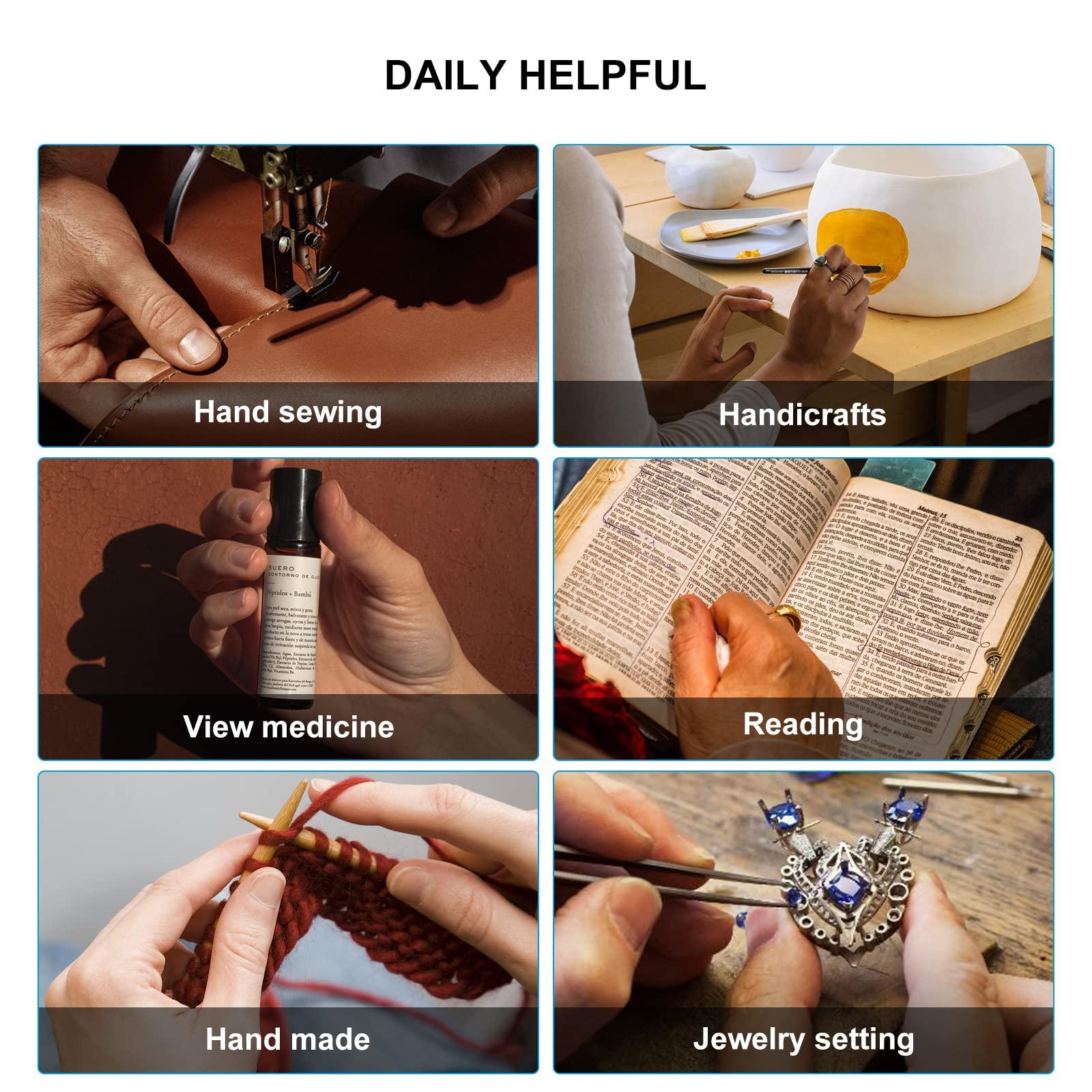 OKH OKH Magnifying Glasses for Close Work With Light Up Reading Glasses with Light, Rechargeable LED Lighted Reading Glasses, Anti Blue Light, Bright Clear Vision Unisex, Square+3.0x