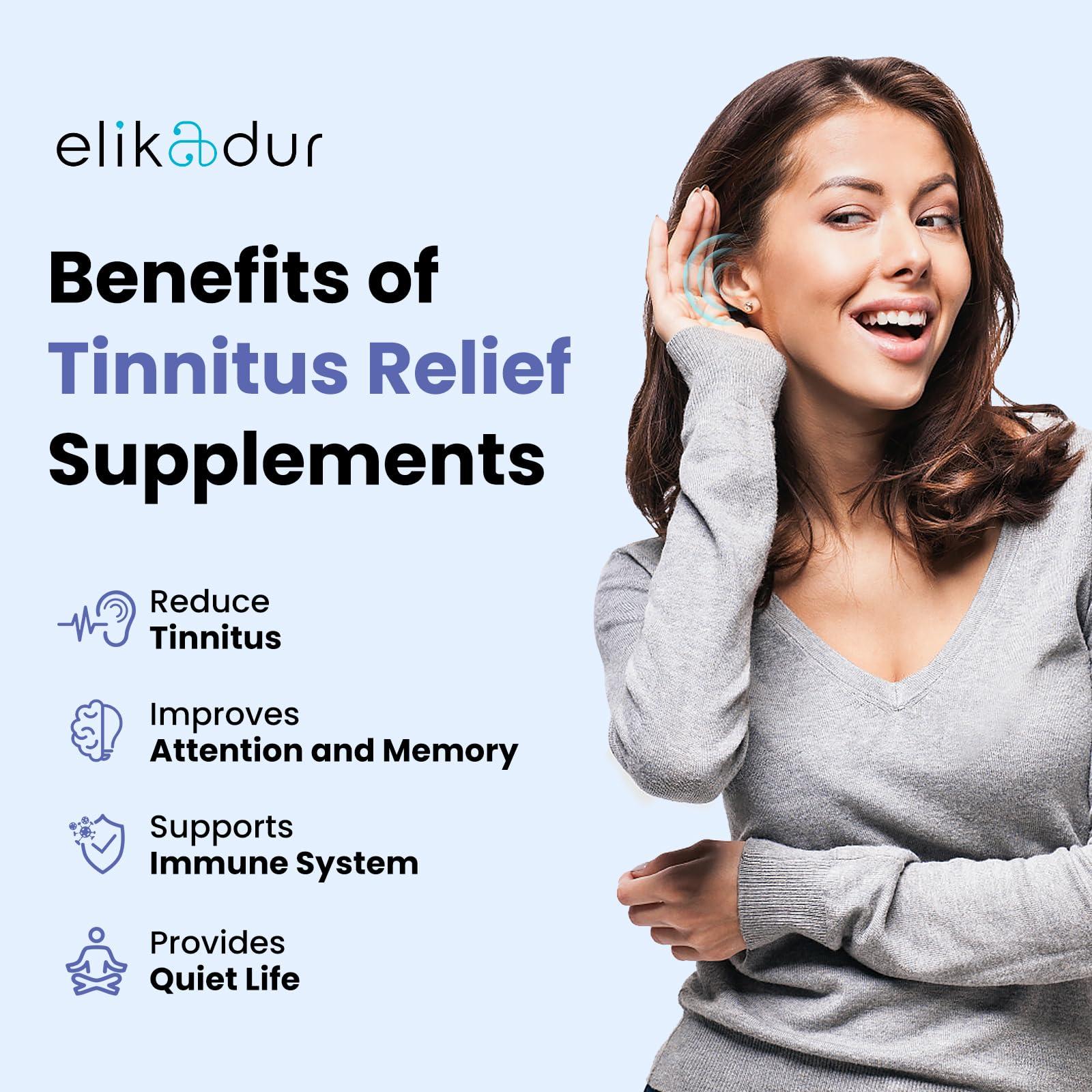 Elikadur 1500 MG Tinnitus for Ringing Ears, Tinnitus Supplement for Ear Ringing, Proprietary Herbal Blend, Ear Tinnitus for Women Men, (60 Caps, 2-Pack)