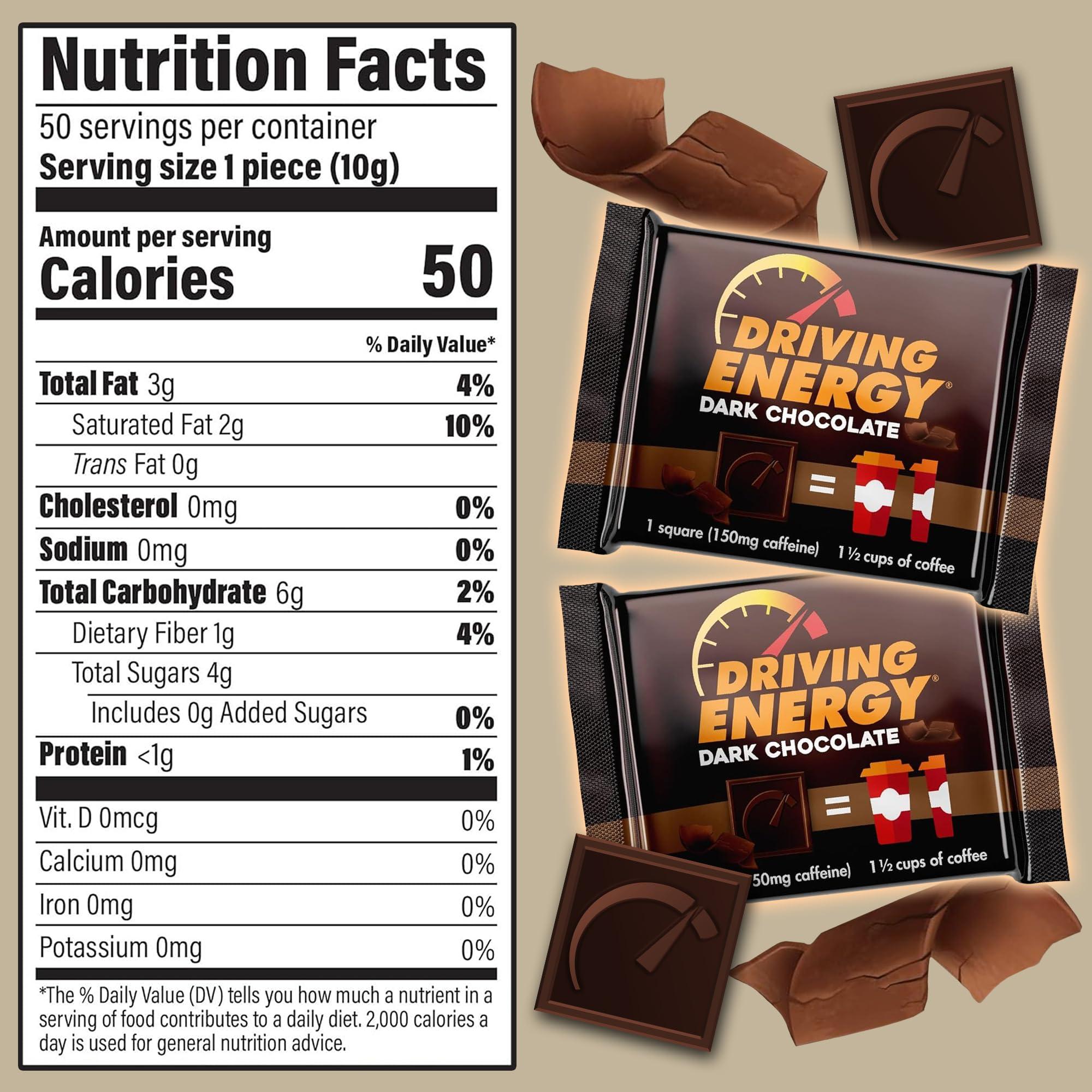 ZenEvo Driving Energy - Caffeinated Energy Bite Size - Dark Chocolate Energy Fuel with 150mg Caffeine - Long-Lasting Energy for Gym, Workout, Adults - Great Taste - Low Carb - Healthy Snack - 30 Count