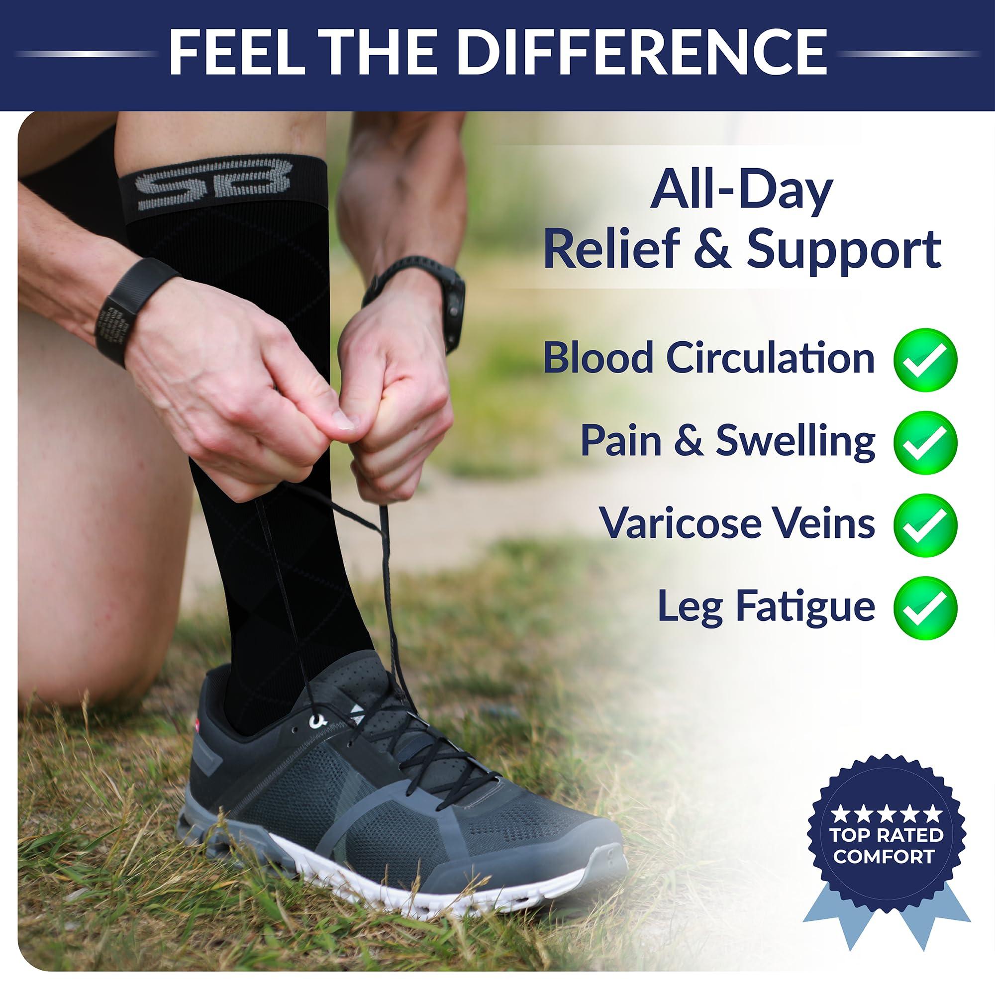 SB SOX SB SOX Compression Socks (20-30mmHg) for Men & Women Best Compression Socks for All Day Wear, Better Blood Flow, Swelling! (Medium, Black/Green)