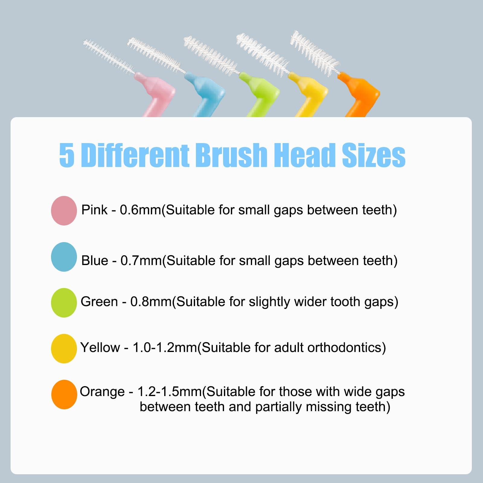 Maoerdental 50PCS L-Shaped Interdental Brushes Braces Toothbrush Short Handle,5 Different Sizes Dental Floss Brush Angled Interdental Toothpick