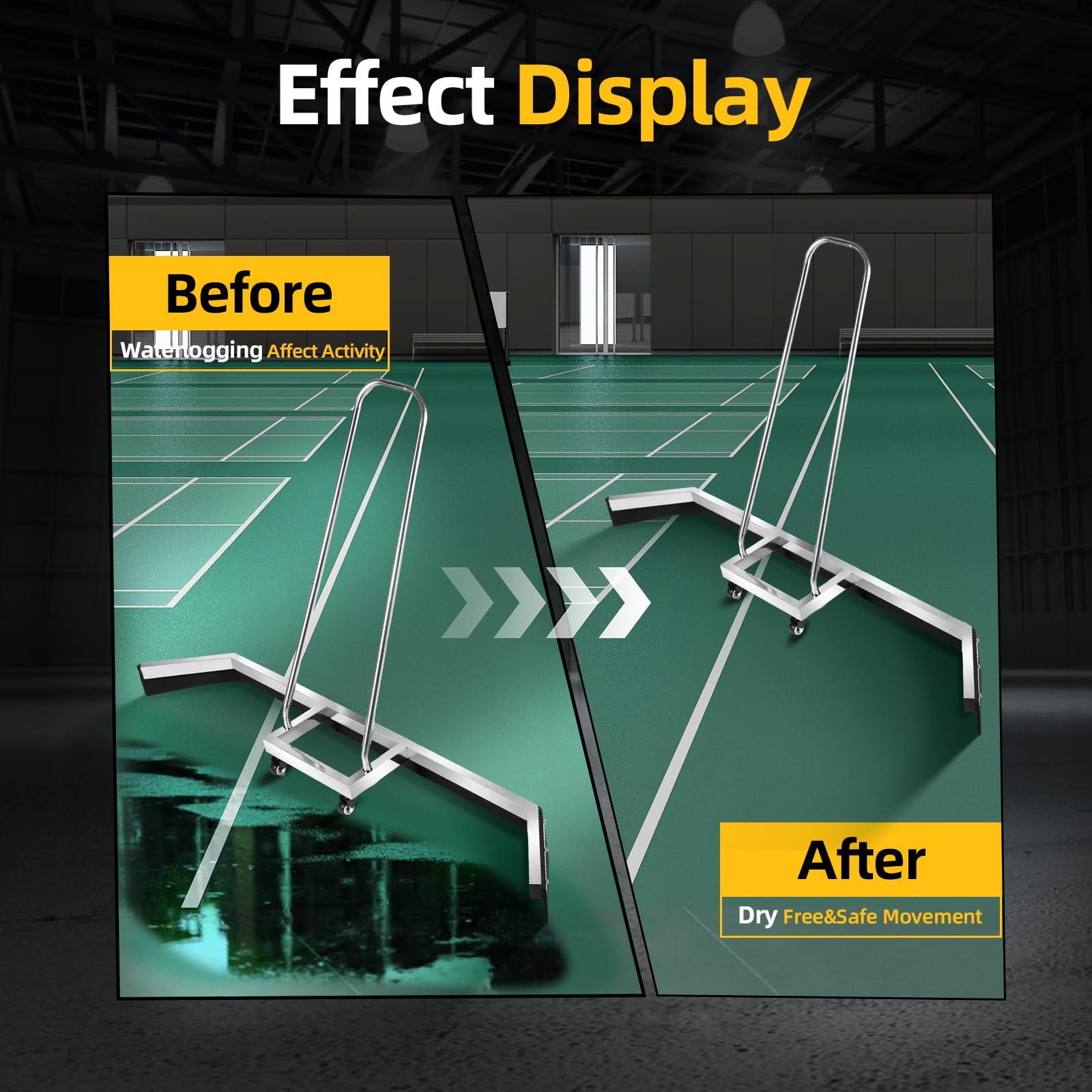 LIYUANJUN LIYUANJUN Tennis Court Squeegee with Wheels, Tennis Court Squeegee Roller Sweeper Professional Water Remover Stainless Steel Sport Court Squeege for Basketball Courts Shopping Malls, Silver