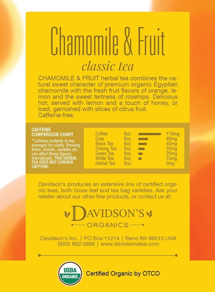 Davidson's Davidson\'s Organics, Chamomile & Fruit, 8-count Tea Bags, Pack of 12