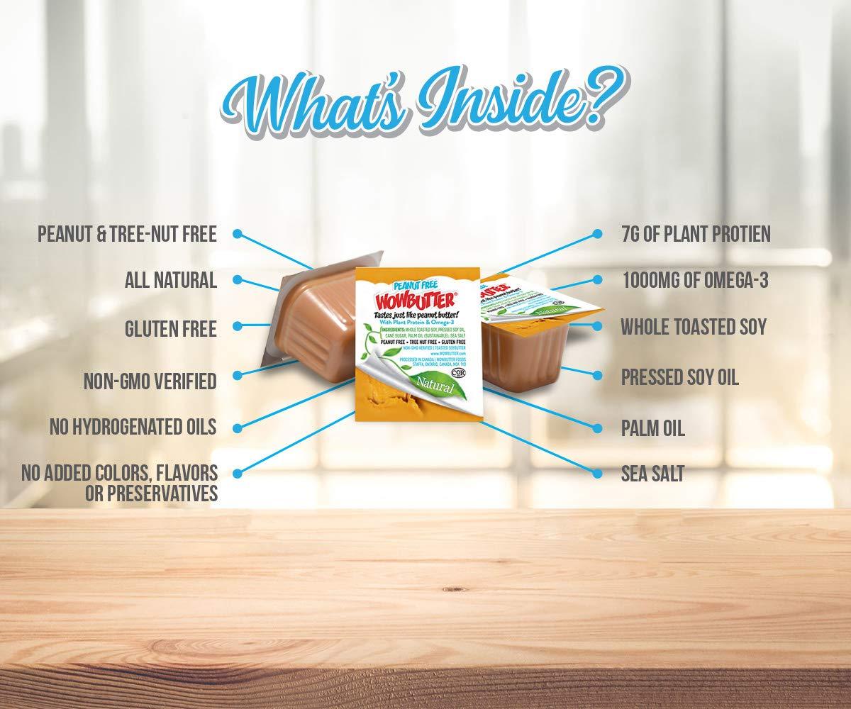 WOWBUTTER WOWBUTTER - Creamy Peanut & Tree Nut Free Spread - 100 Cups - 1.12oz each - Made With Whole Toasted Soy - All Natural Ingredients - Safe for School - Vegan Plant Protein Food - Gluten Free & Non-GMO