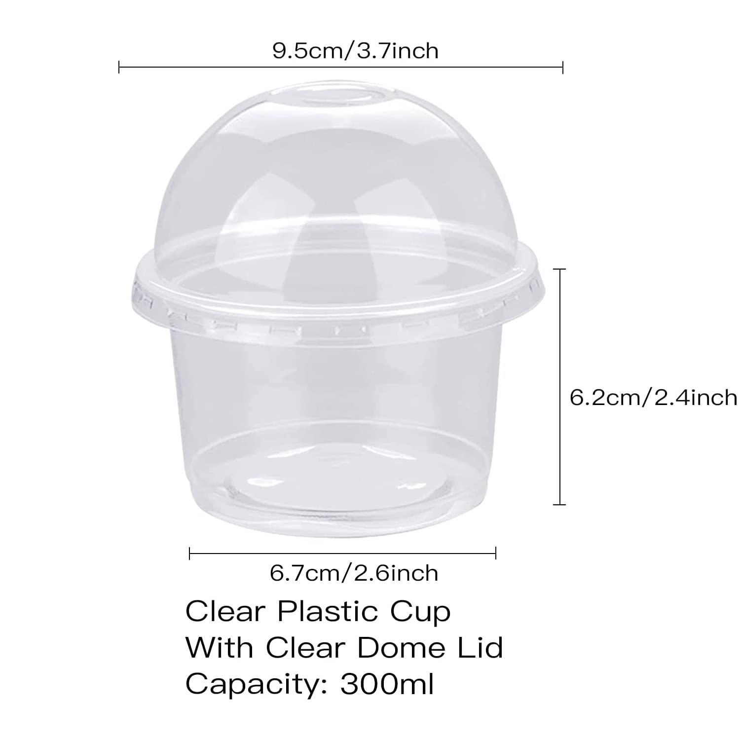 Coobbar Dessert Cups with Dome Lids,50 Pack Dessert Cups with Lids Plastic Dessert Cups, Disposable Party Cups Disposable Snack Bowls for Ice Cream, Cake, Fruit, Parfait, Pudding and Jello Shot (10 OZ)