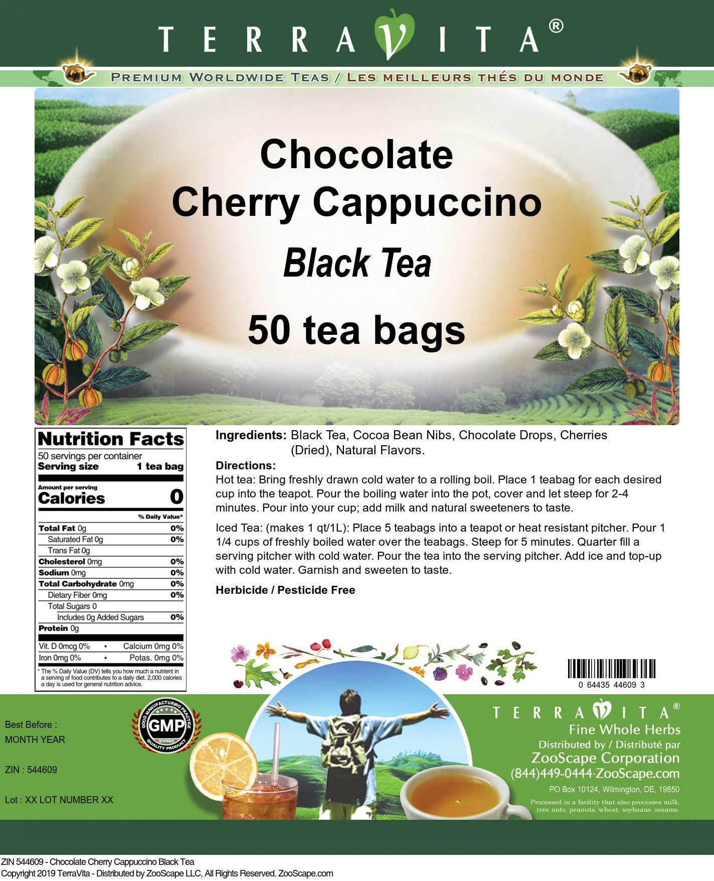 TerraVita Chocolate Cherry Cappuccino Black Tea (50 tea bags, ZIN: 544609)