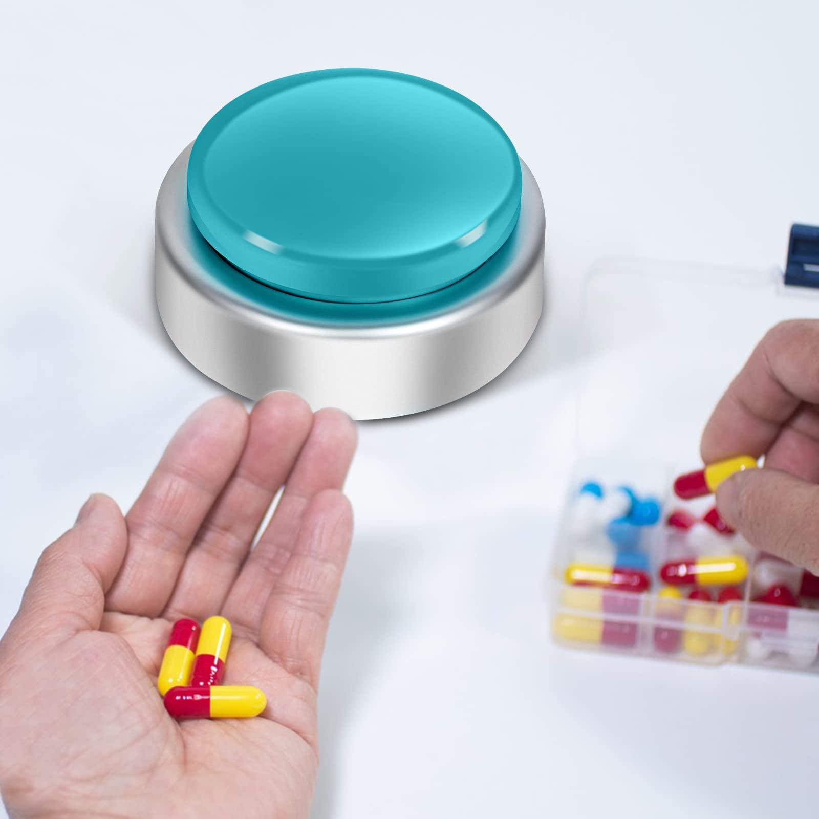 BATVOX BATVOX Large Talking Button Clock, Talking Alarm Clock with Volume Control, Telling Time and Day of The Week, Alarm, Gift Clock for Mother,Father,Seniors,Elderly,Blind People (Silver&Blue)