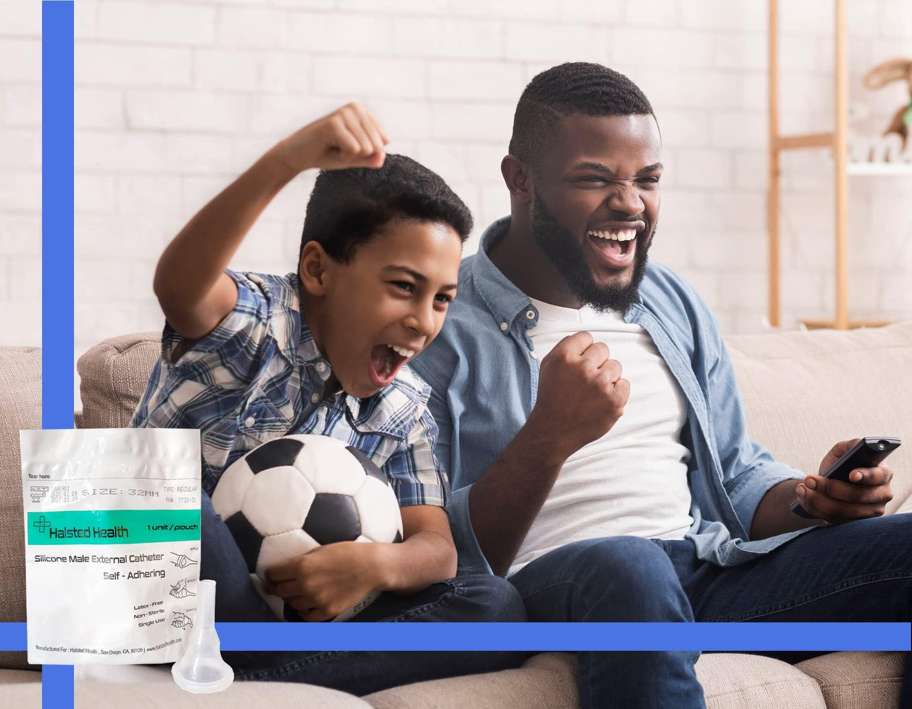 Halsted Health Silicone Male External Catheter, Self-Adhesive, Kink Resistant, Catheter, Urinary Incontinence (32mm)