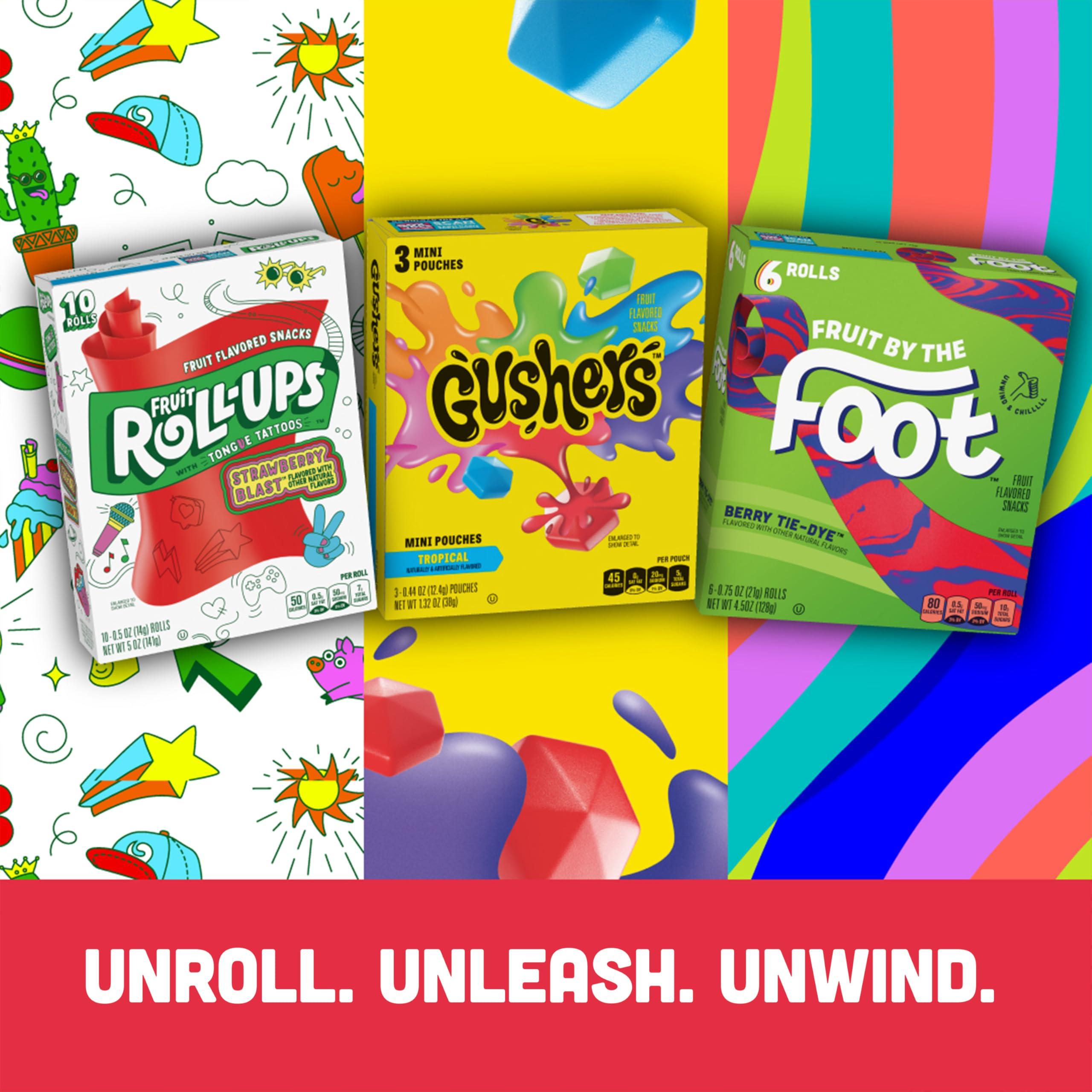 Betty Crocker Fruit Roll-Ups Sour Fruit Flavored Snacks, Blue Razzberry & Berry Punch Flavors, Variety Pack, 15 oz (30 Count)