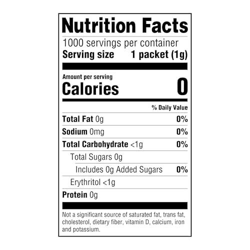 Happy Belly Amazon Brand - Happy Belly Zero Calorie Stevia Sweetener powder Packet, 1000 Count, 2.2 pound (Pack of 1)