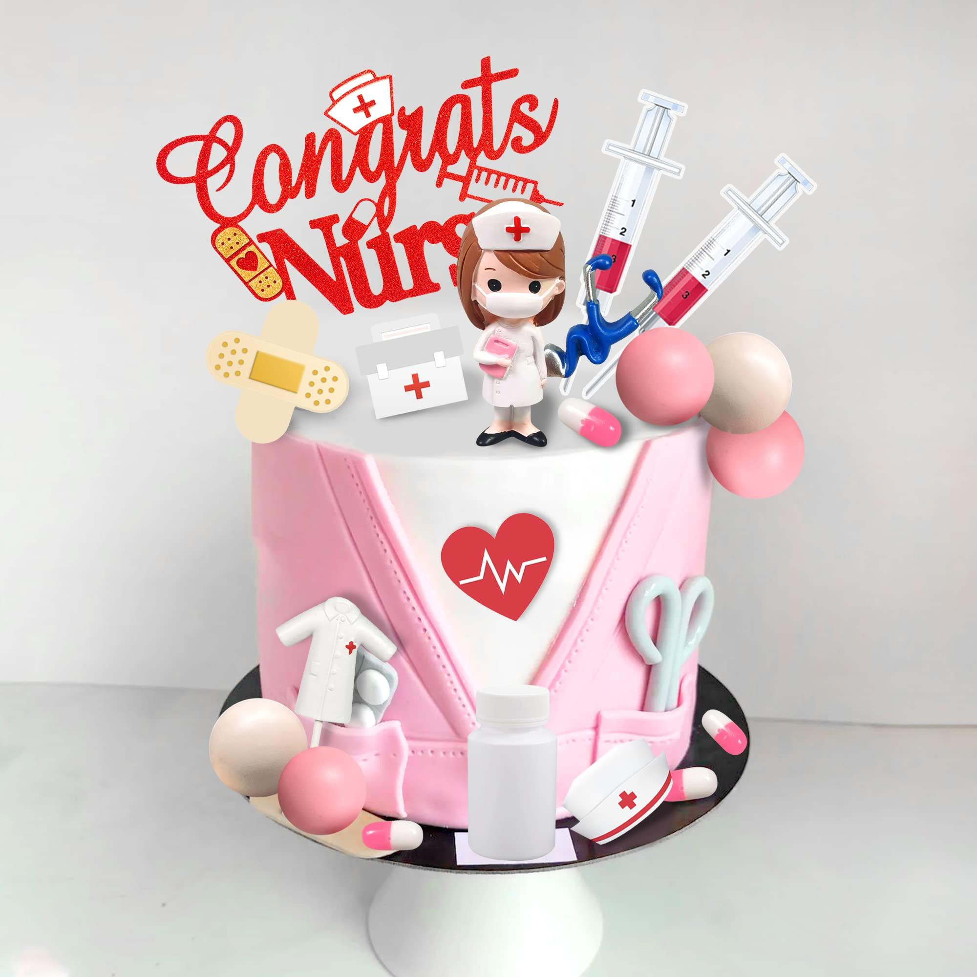 DRWATE 33 PCS Nurse Cake Toppers Nursing Cupcake Toppers Medicine Stethoscope Medical Instruments Decorations for Medical Rn Doctor Nurse Themed Party Supplies Nursing Graduation Cupcake Decorations