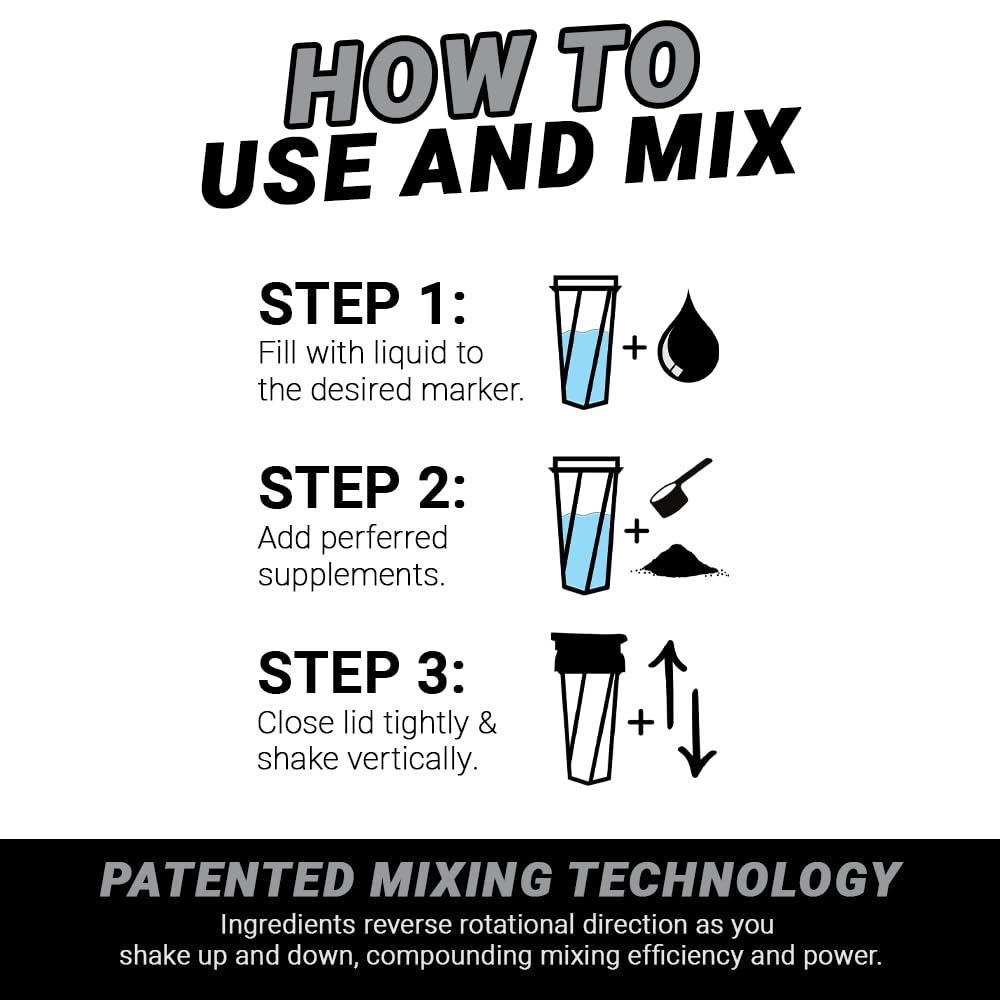 HELIMIX HELIMIX 2.0 Vortex Blender Shaker Bottle Holds upto 28oz | No Blending Ball or Whisk | USA Made | Portable Pre Workout Whey Protein Drink Shaker Cup | Mixes Cocktails Smoothies Shakes | Top Rack Safe