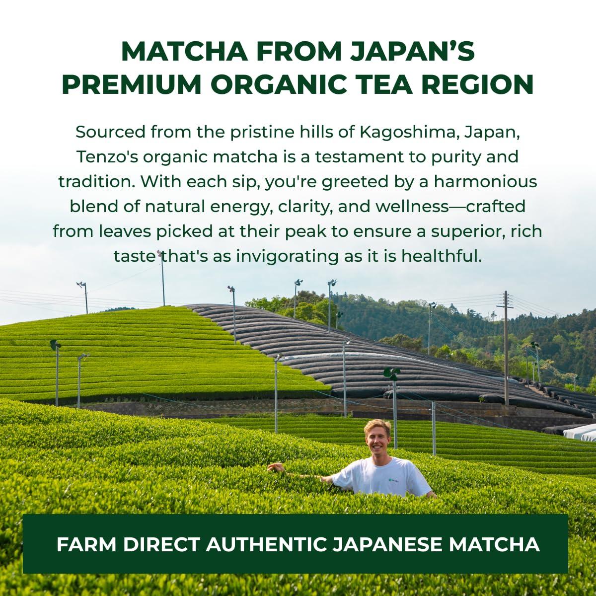 Tenzo Tea Tenzo Matcha Green Tea Powder - Matcha Powder USDA Organic Ceremonial Grade Macha Powder Paleo, Kosher, Vegan Authentic Japanese Matcha Tea - Original Matcha Latte Powder (14.11 Ounce)