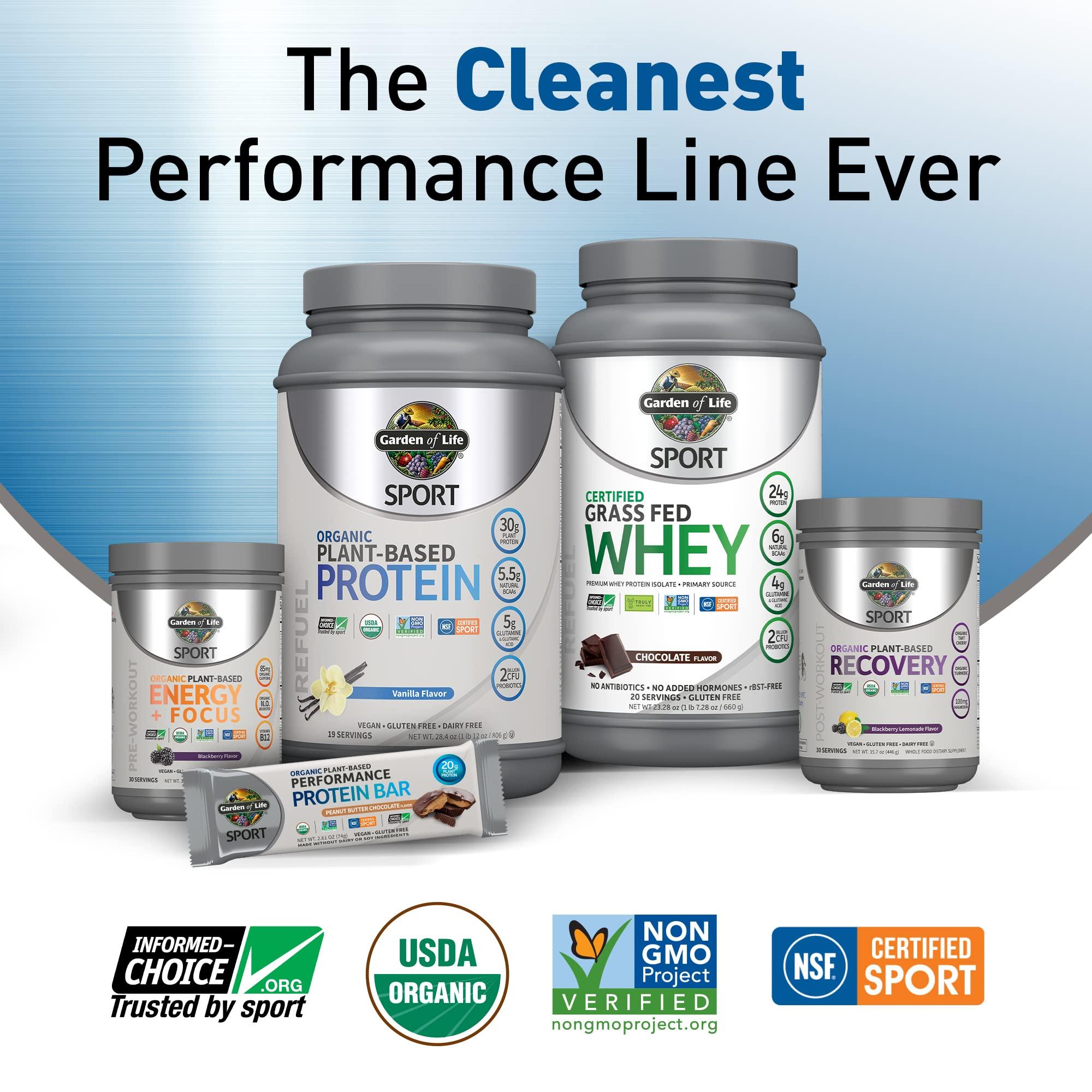Garden of Life Garden of Life Sport Whey Protein Powder Vanilla, Premium Grass Fed Whey Protein Isolate Plus Probiotics for Immune System Health, 24g Protein, Non GMO, Gluten Free, Cold Processed - 20 Servings