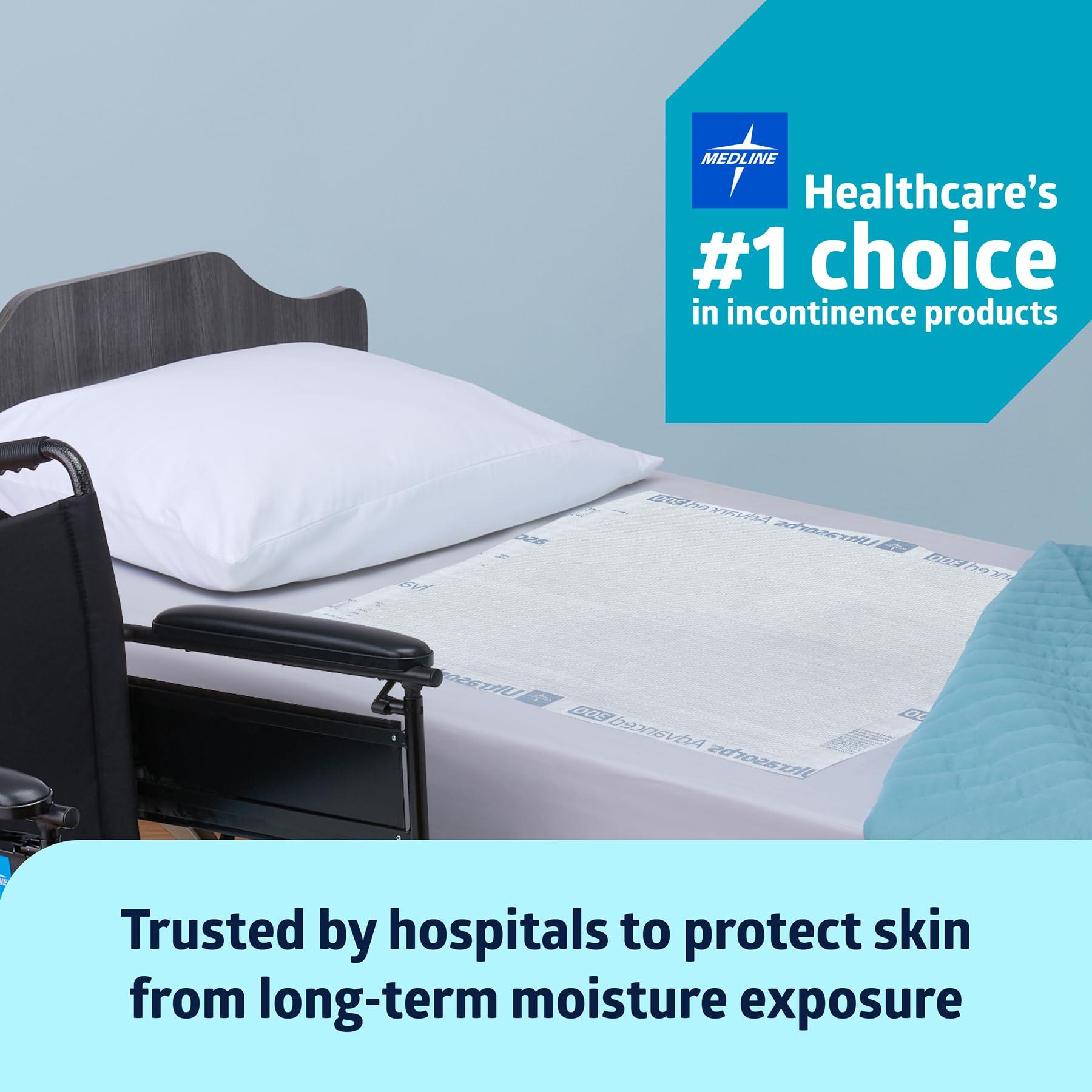 Medline Medline Ultrasorbs Drypads with SlipResist Technology, 30\" x 36\", 5 Count, Super Absorbent Disposable Bed Pads, Incontinence Bed Pads, Adult Bed Pads, 10x More Absorbent, Chucks For Adults, Elderly