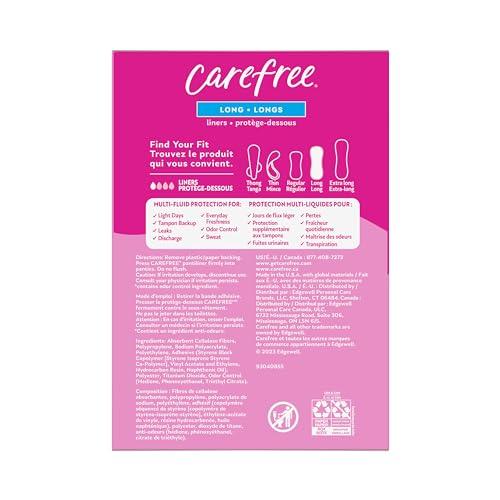 Carefree Carefree Panty Liners for Women, Long, Unwrapped, Unscented, 92ct | Pantiliners, Carefree Liners, Daily Liners for Women, Light Periods and Leaks, 8-Hour Odor Control | 92ct (Packaging May Vary)