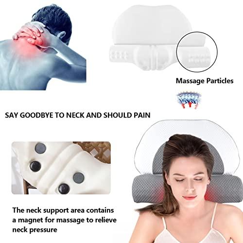 Yadlan Yadlan Side Sleeper Pillows for Adults, Neck Pillows for Pain Relief Sleeping Side Sleeper, Massage Magnets Cervical Pillow for Neck Pain Relief Ergonomic Pillow Detachable Cober with Zipper Blue